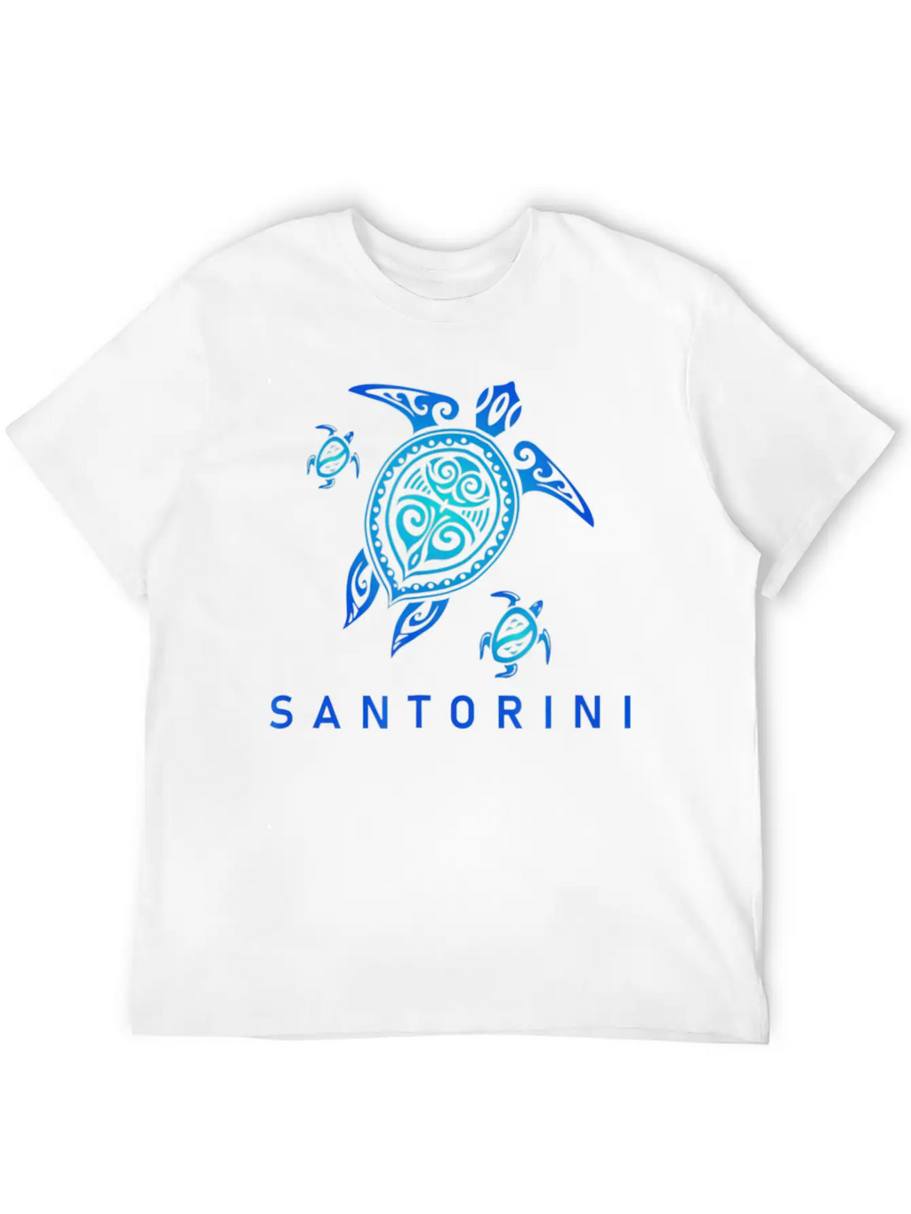 Santorini Greece T Sea Blue Tribal Turtle Breathable Graphic T-Shirt – Perfect For Casual Days