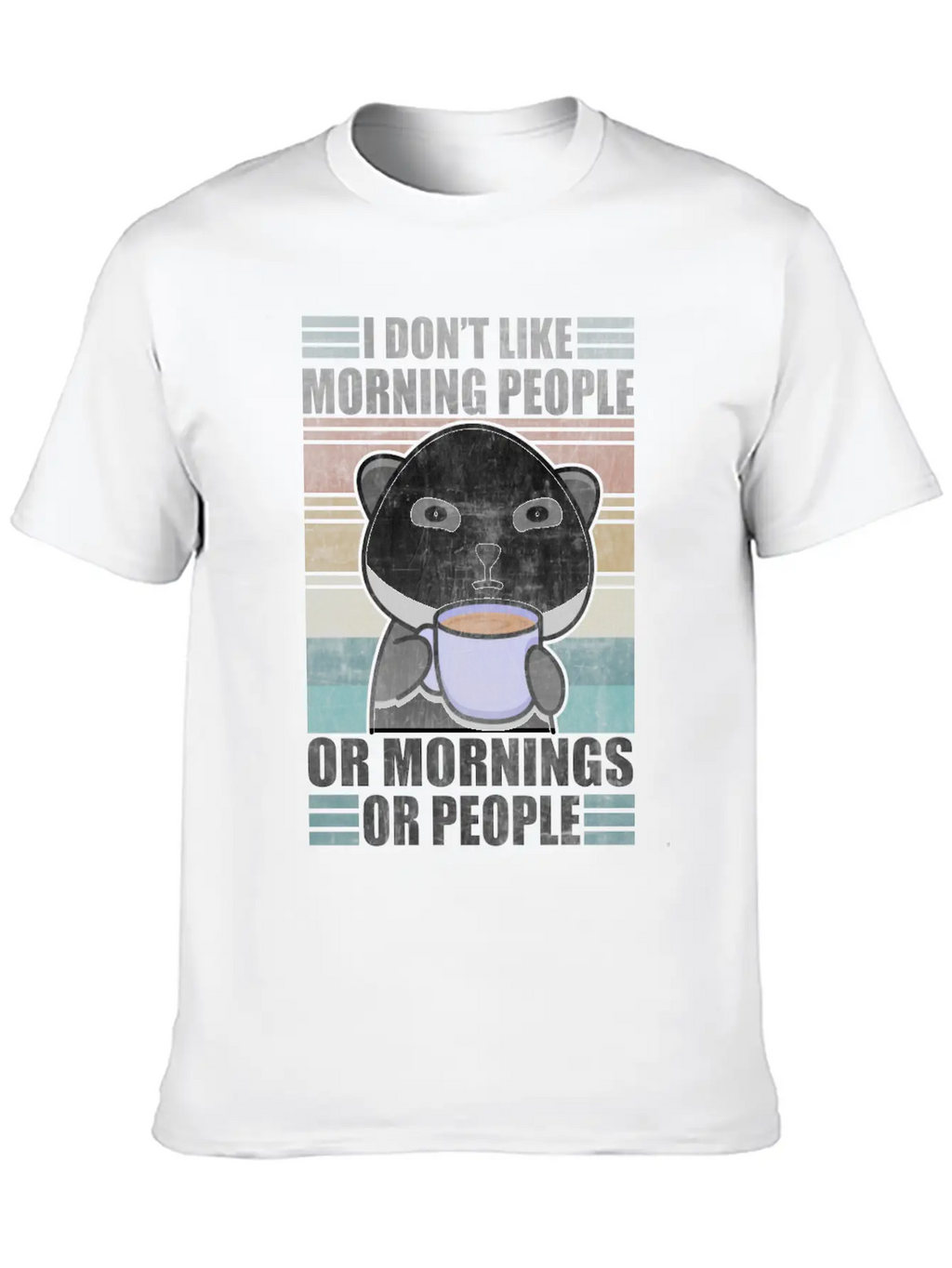 Sarcastic Animal Coffee Moody Panda Lazy Breathable Graphic T-Shirt – Perfect For Casual Days