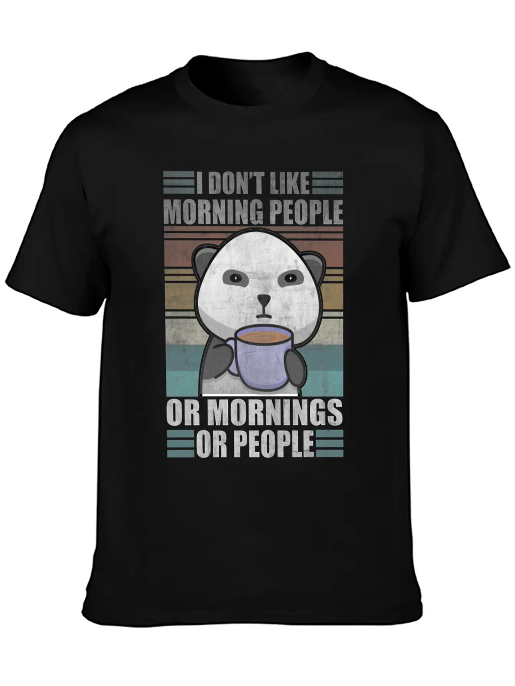 Sarcastic Animal Coffee Moody Panda Lazy Breathable Graphic T-Shirt – Perfect For Casual Days