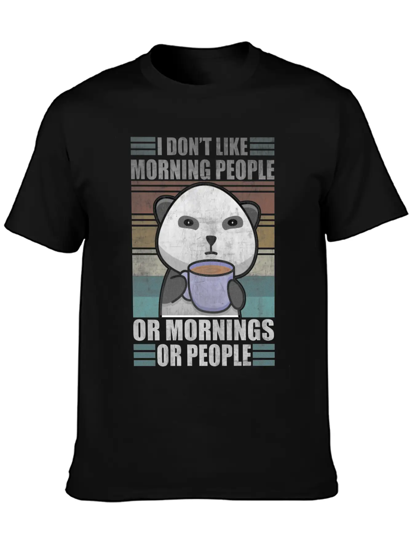 Sarcastic Animal Coffee Moody Panda Lazy Breathable Graphic T-Shirt – Perfect For Casual Days