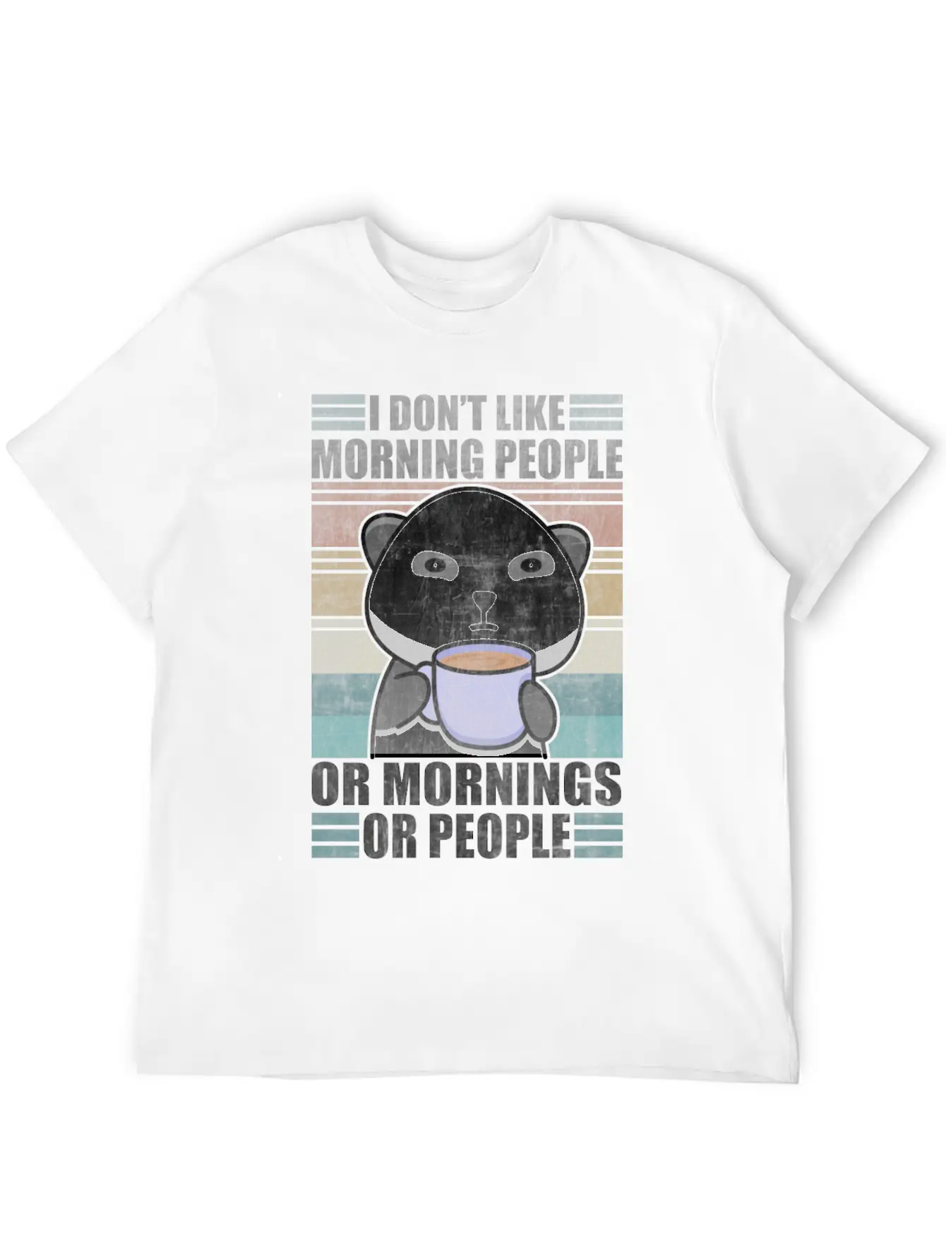 Sarcastic Animal Coffee Moody Panda Lazy Breathable Graphic T-Shirt – Perfect For Casual Days