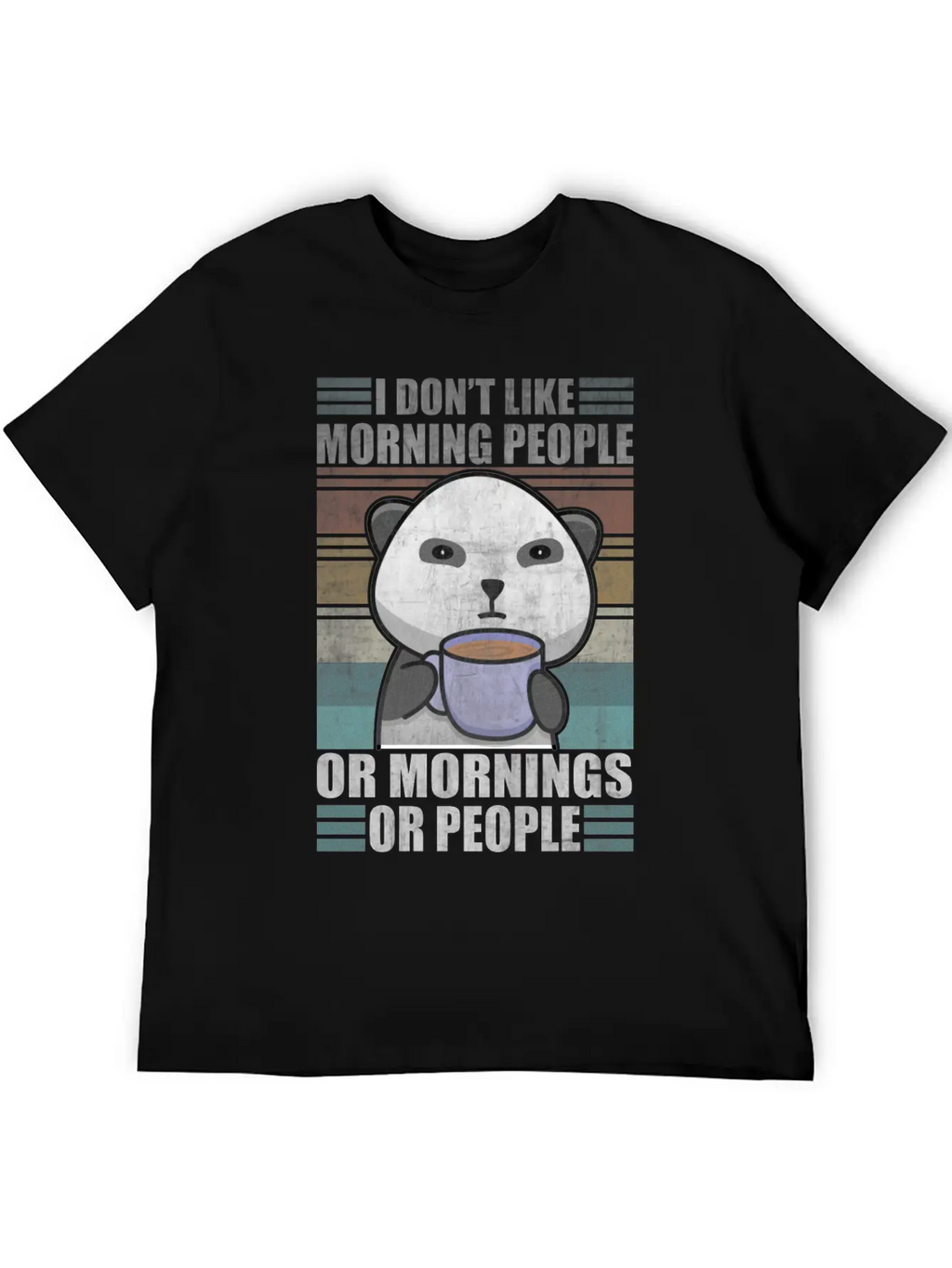 Sarcastic Animal Coffee Moody Panda Lazy Breathable Graphic T-Shirt – Perfect For Casual Days