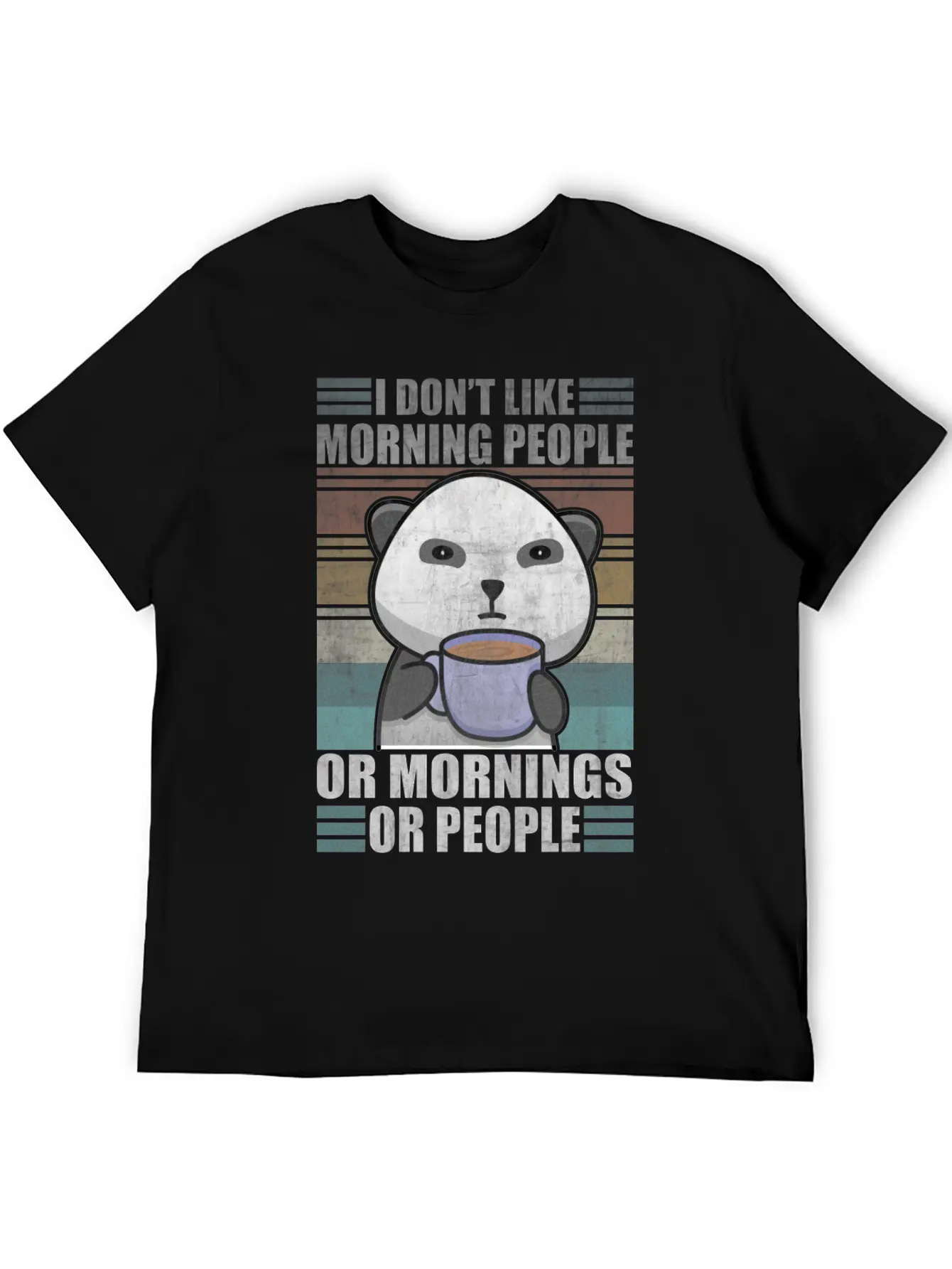 Sarcastic Animal Coffee Moody Panda Lazy Breathable Graphic T-Shirt – Perfect For Casual Days