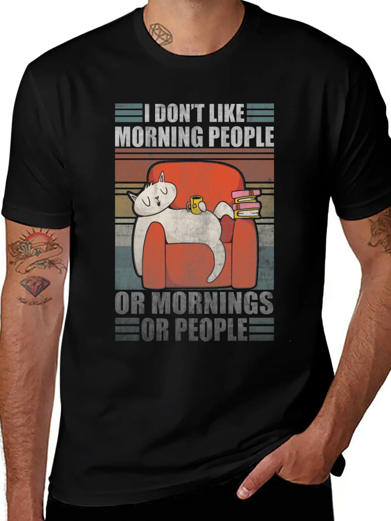 Sarcastic Cat Coffee Moody Lazy Kitty Classic Cotton Tee – Unisex Comfort For Any Season