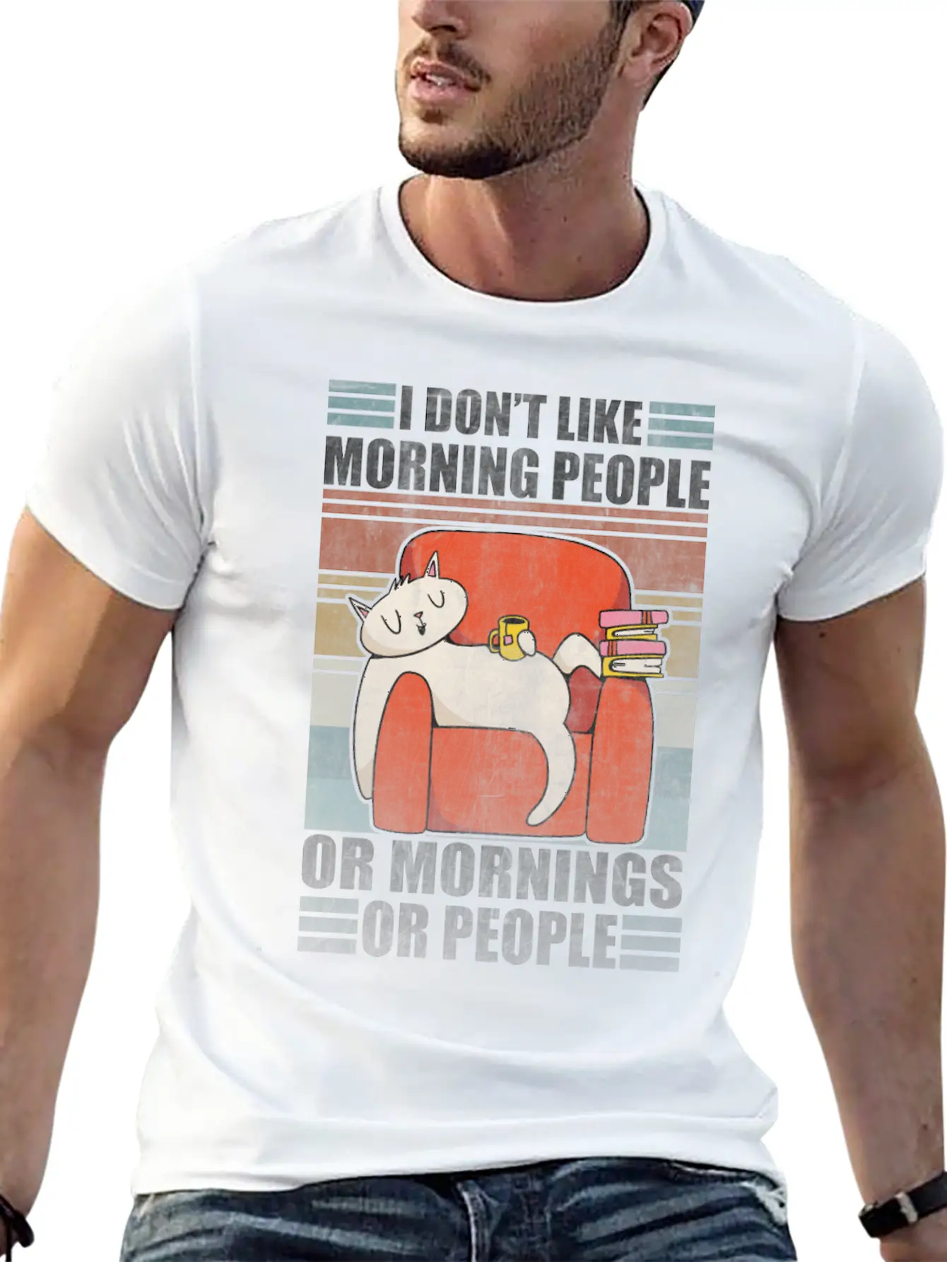 Sarcastic Cat Coffee Moody Lazy Kitty Classic Cotton Tee – Unisex Comfort For Any Season
