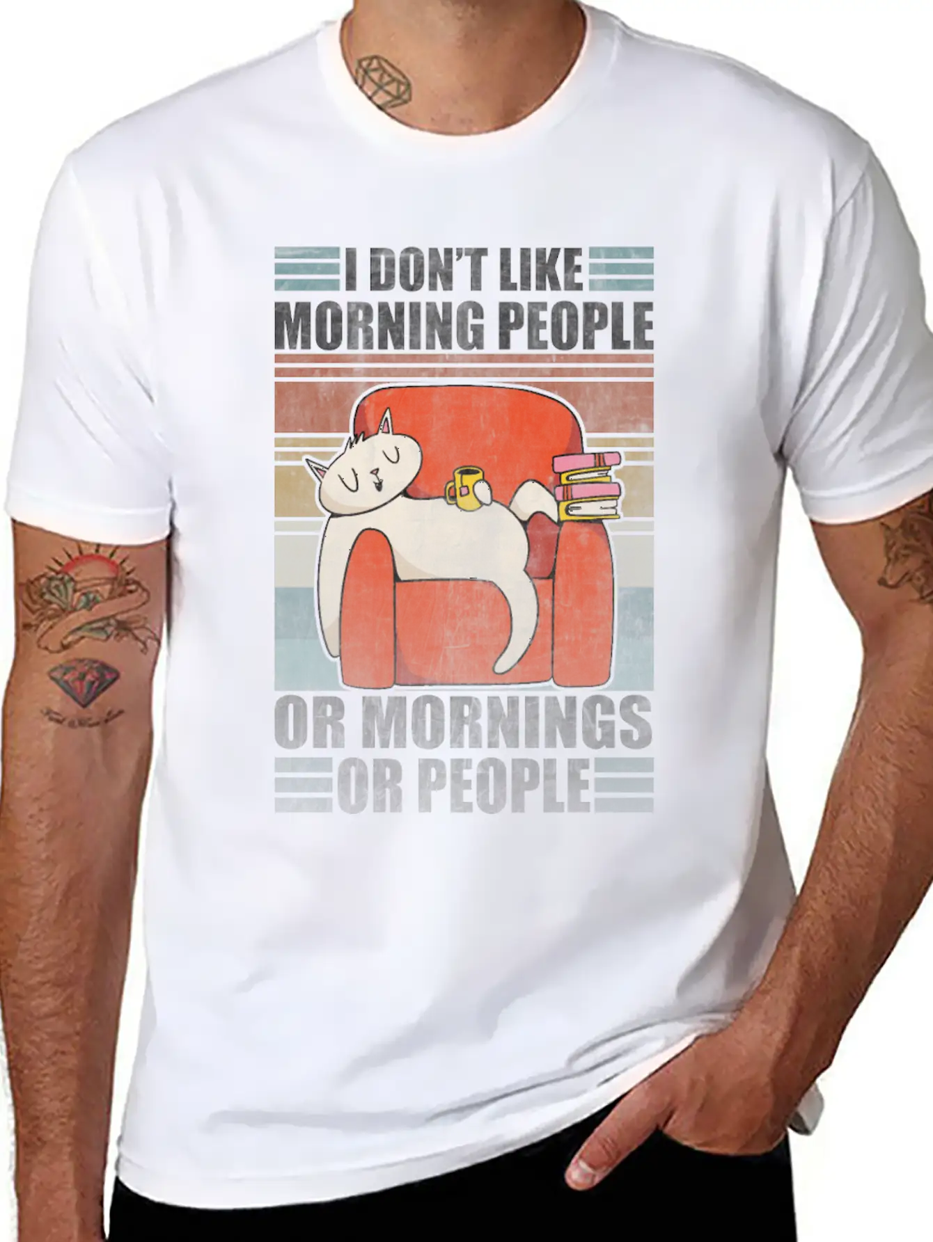 Sarcastic Cat Coffee Moody Lazy Kitty Classic Cotton Tee – Unisex Comfort For Any Season