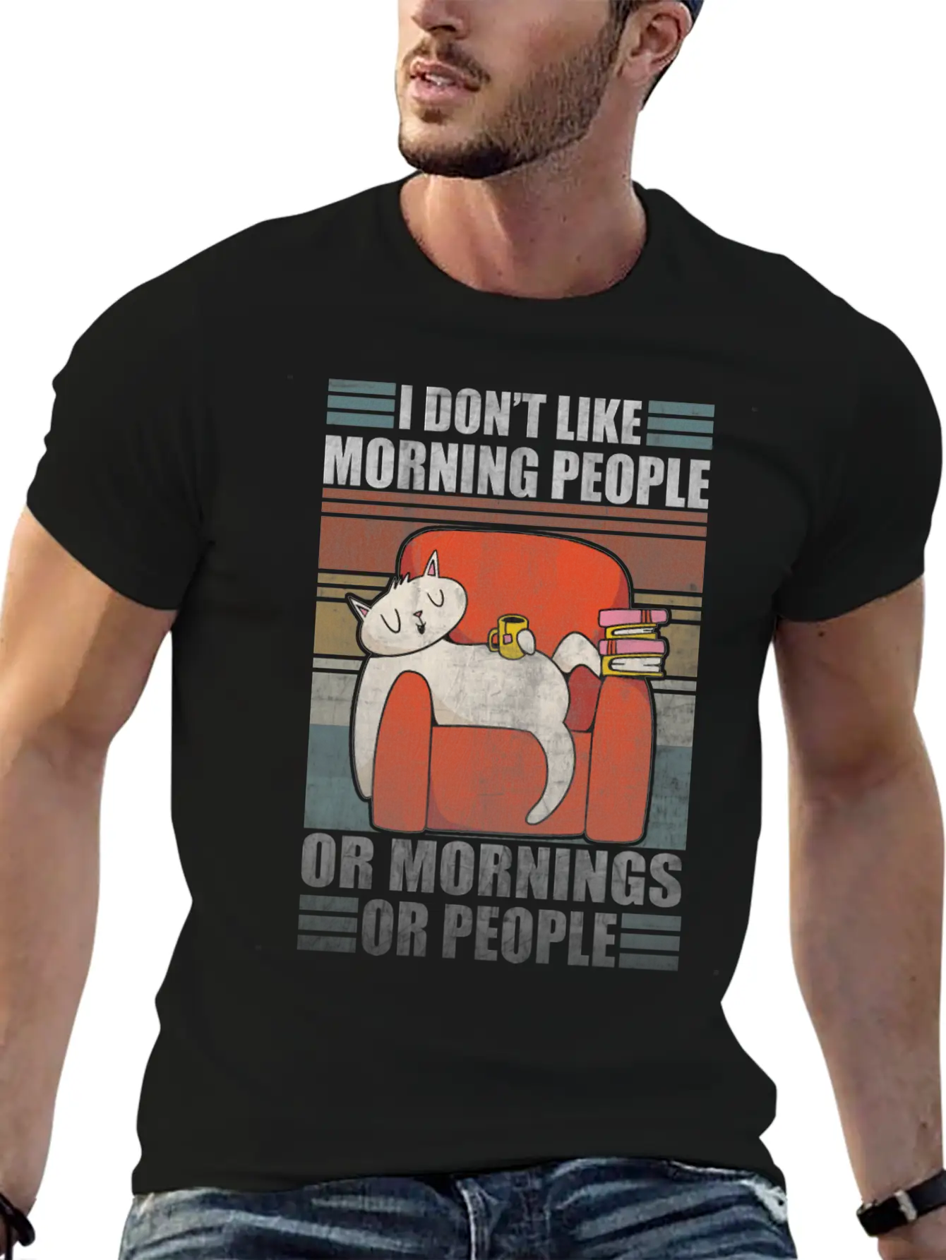 Sarcastic Cat Coffee Moody Lazy Kitty Classic Cotton Tee – Unisex Comfort For Any Season