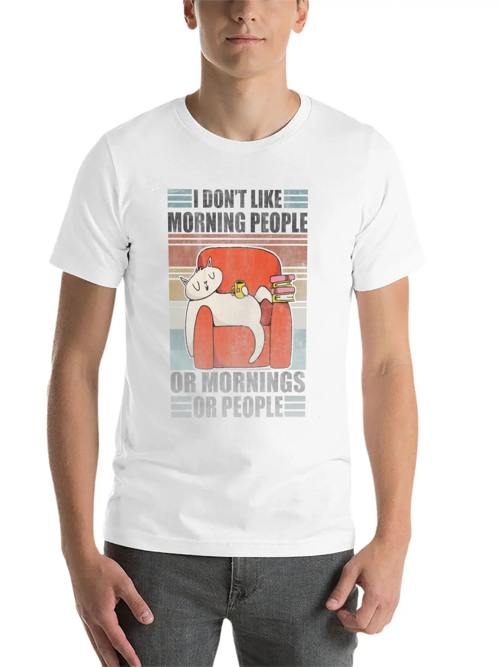Sarcastic Cat Coffee Moody Lazy Kitty Classic Cotton Tee – Unisex Comfort For Any Season
