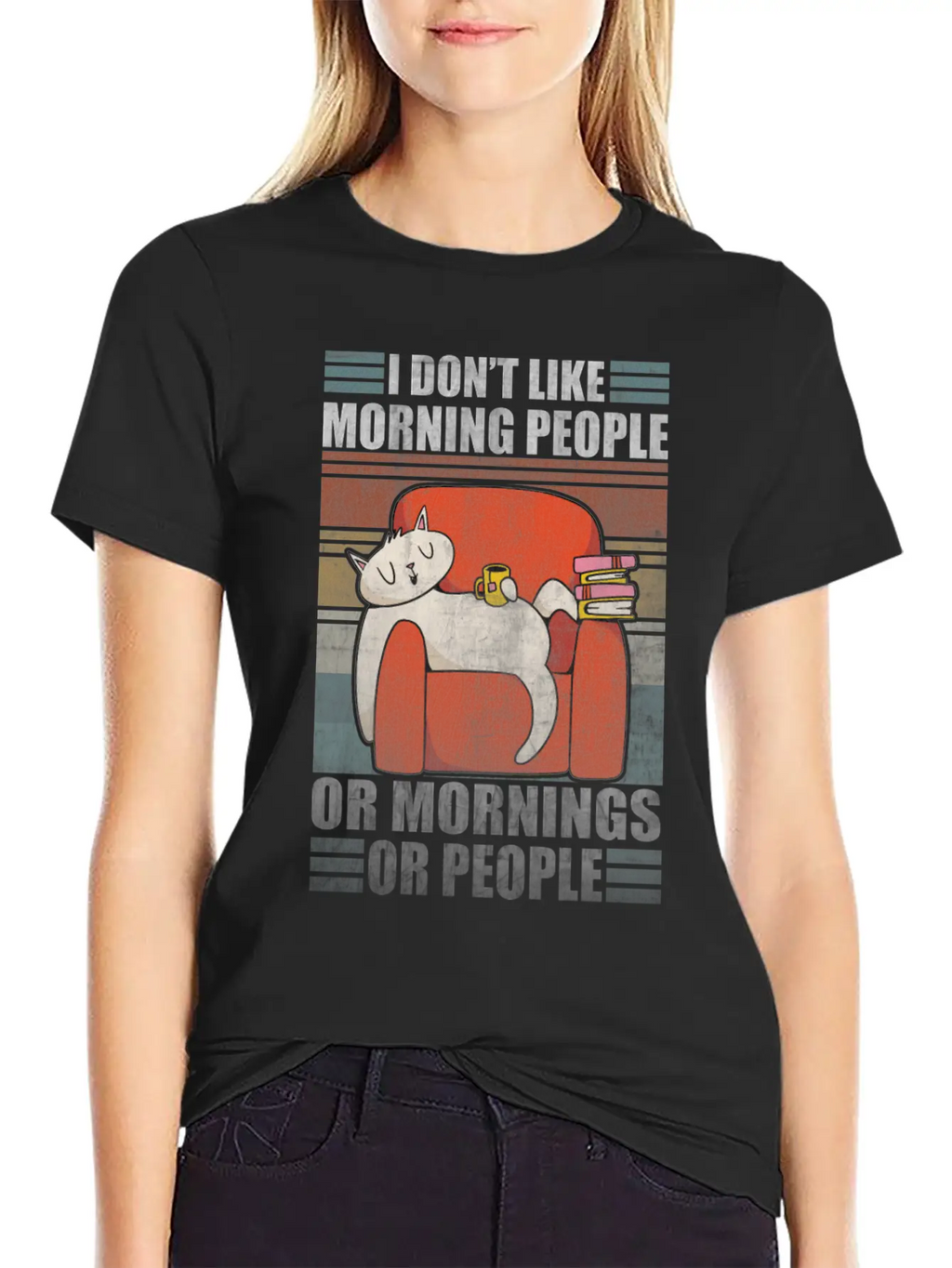 Sarcastic Cat Coffee Moody Lazy Kitty Classic Cotton Tee – Unisex Comfort For Any Season