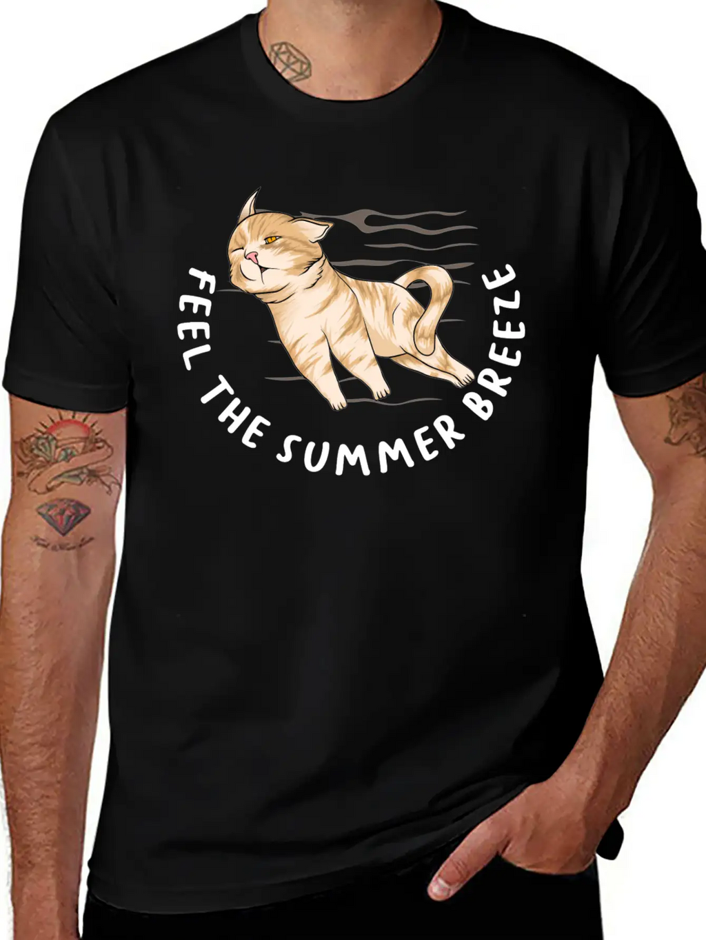 Sarcastic Cat Meme Feel The Summer Breeze Ocean Classic Cotton Tee – Unisex Comfort For Any Season