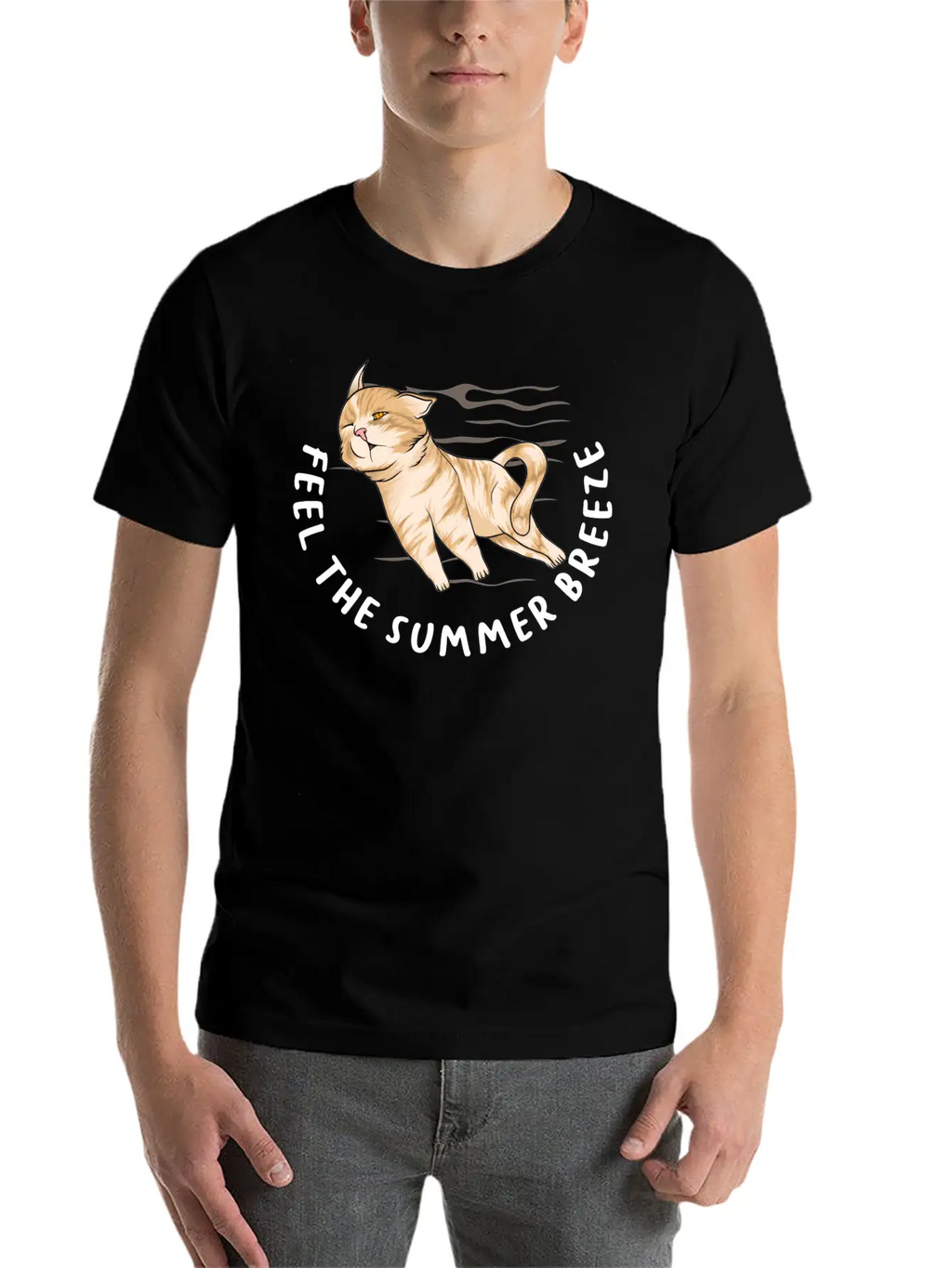 Sarcastic Cat Meme Feel The Summer Breeze Ocean Classic Cotton Tee – Unisex Comfort For Any Season