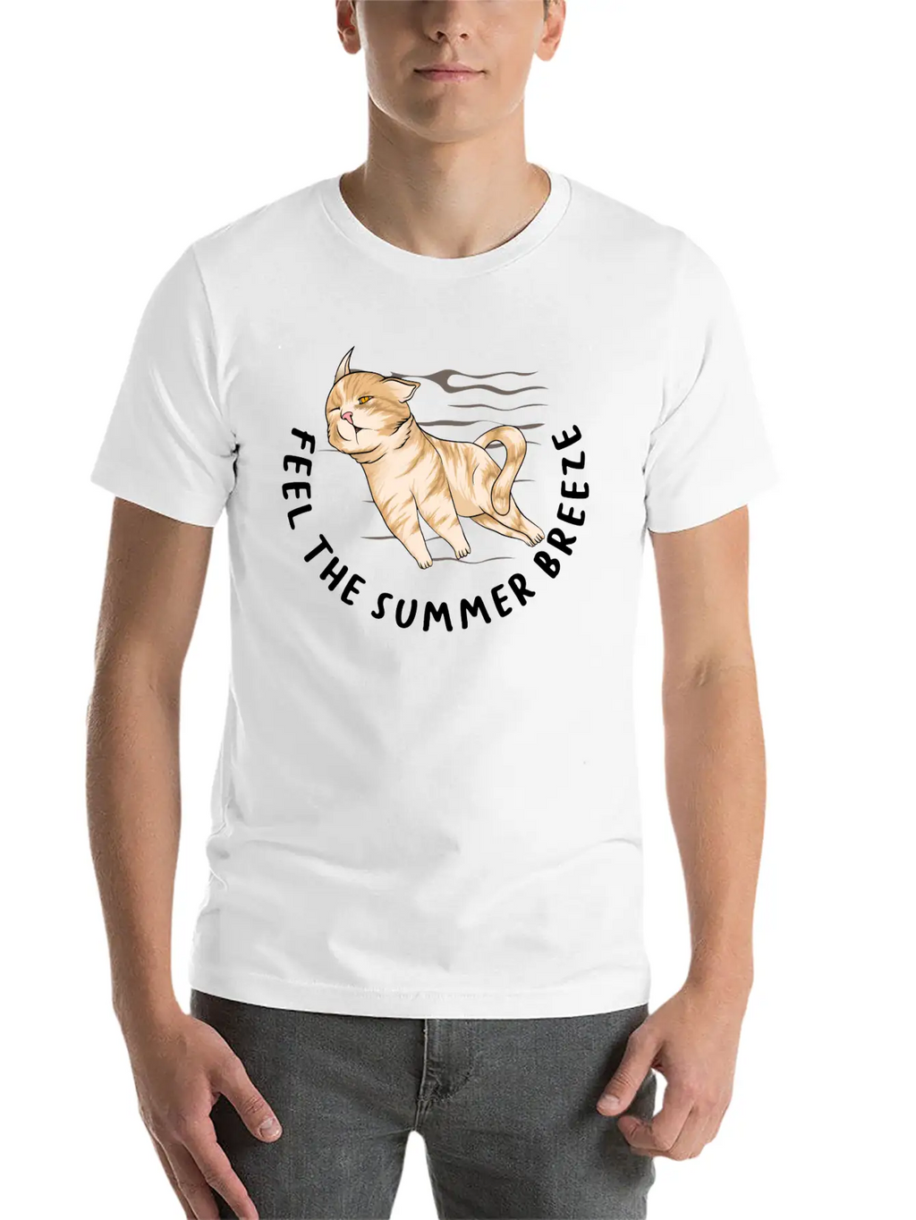 Sarcastic Cat Meme Feel The Summer Breeze Ocean Classic Cotton Tee – Unisex Comfort For Any Season