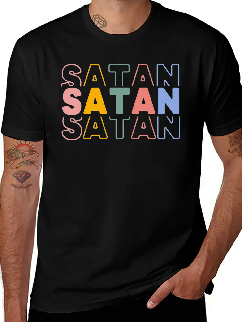Satan Typography Essential Cotton Tee For Daily Outfits – Unisex Style