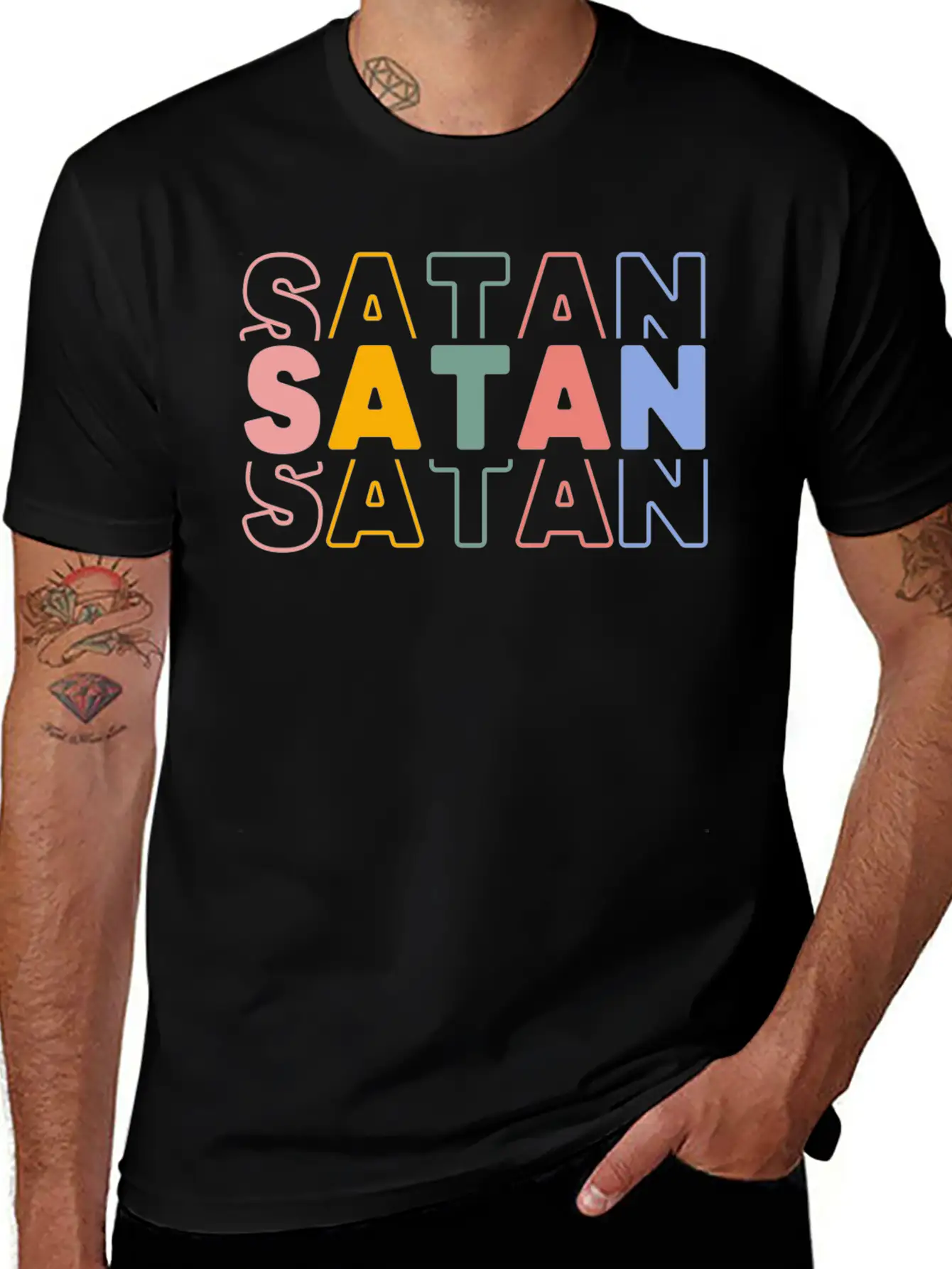 Satan Typography Essential Cotton Tee For Daily Outfits – Unisex Style