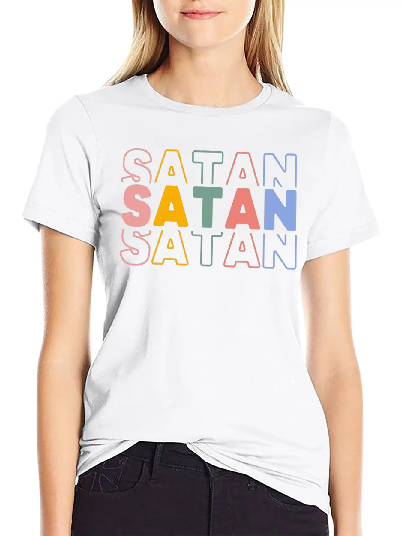 Satan Typography Essential Cotton Tee For Daily Outfits – Unisex Style