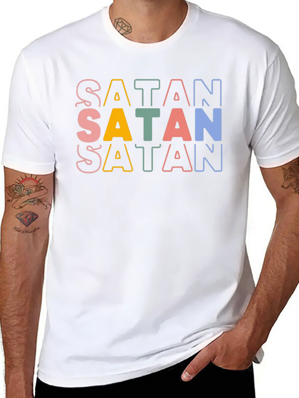 Satan Typography Essential Cotton Tee For Daily Outfits – Unisex Style