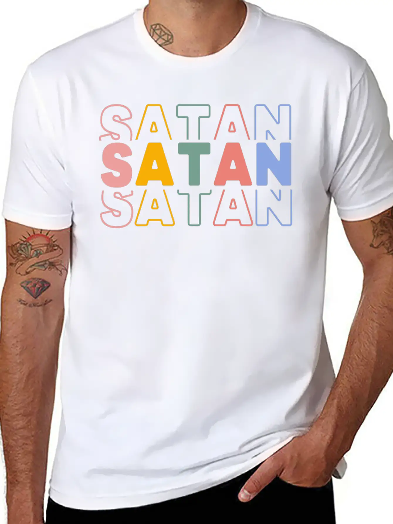 Satan Typography Essential Cotton Tee For Daily Outfits – Unisex Style