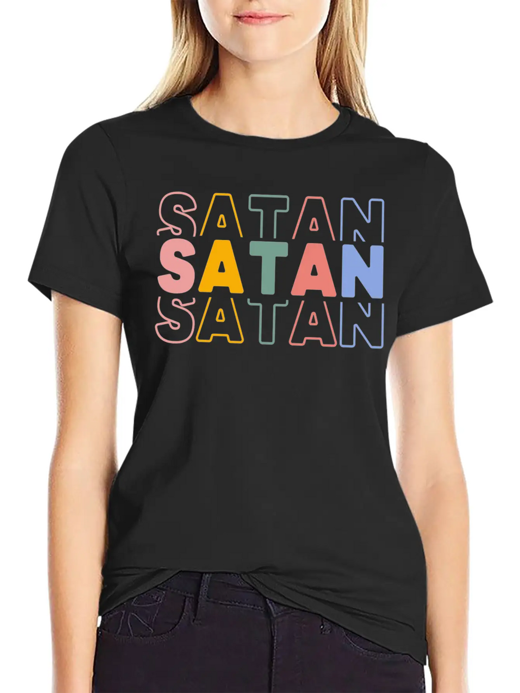 Satan Typography Essential Cotton Tee For Daily Outfits – Unisex Style