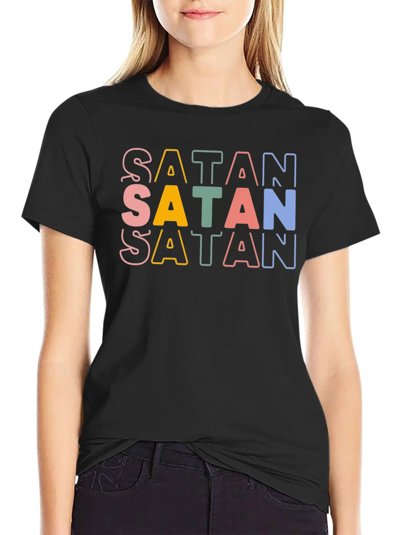 Satan Typography Essential Cotton Tee For Daily Outfits – Unisex Style
