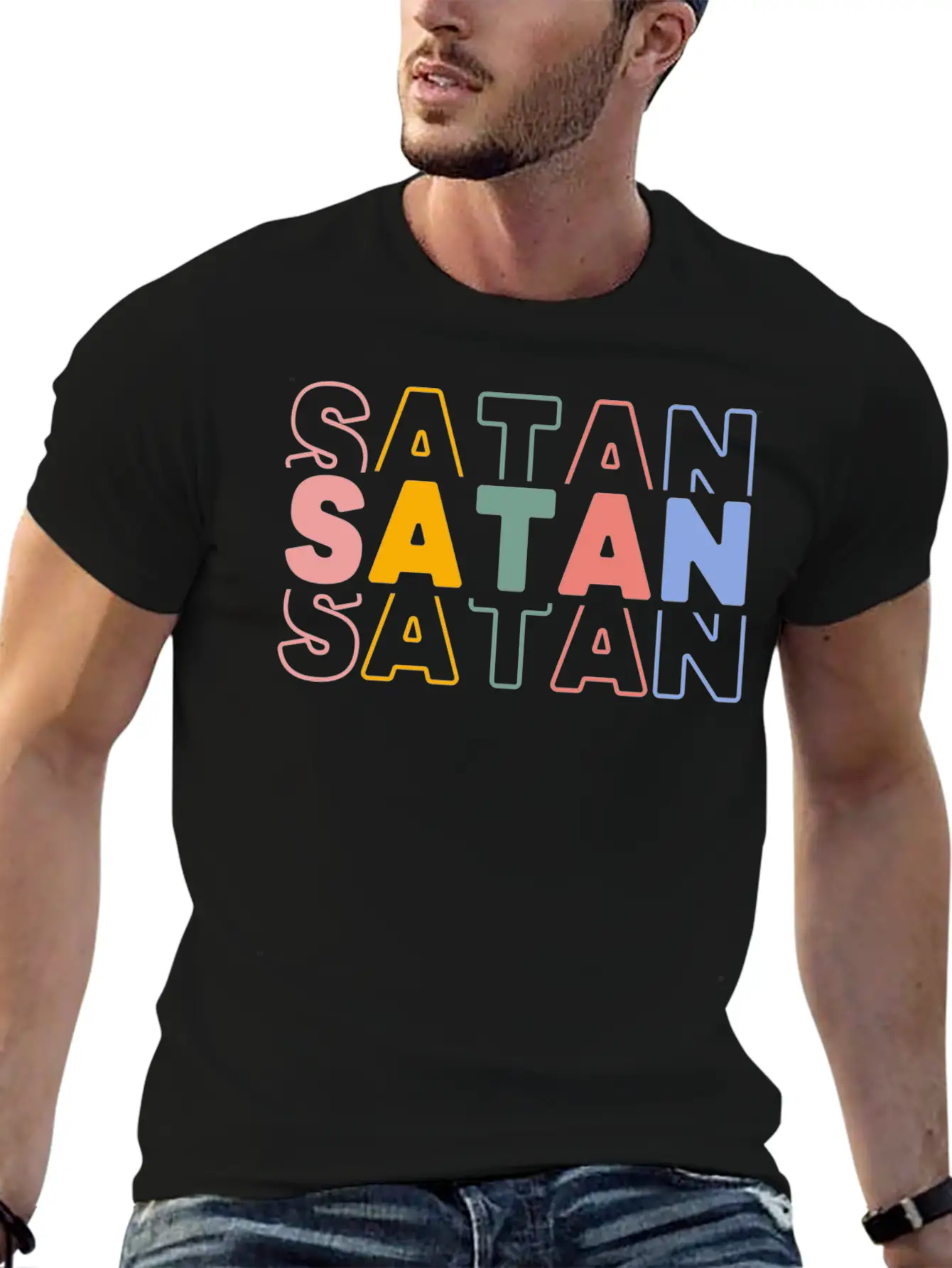 Satan Typography Essential Cotton Tee For Daily Outfits – Unisex Style