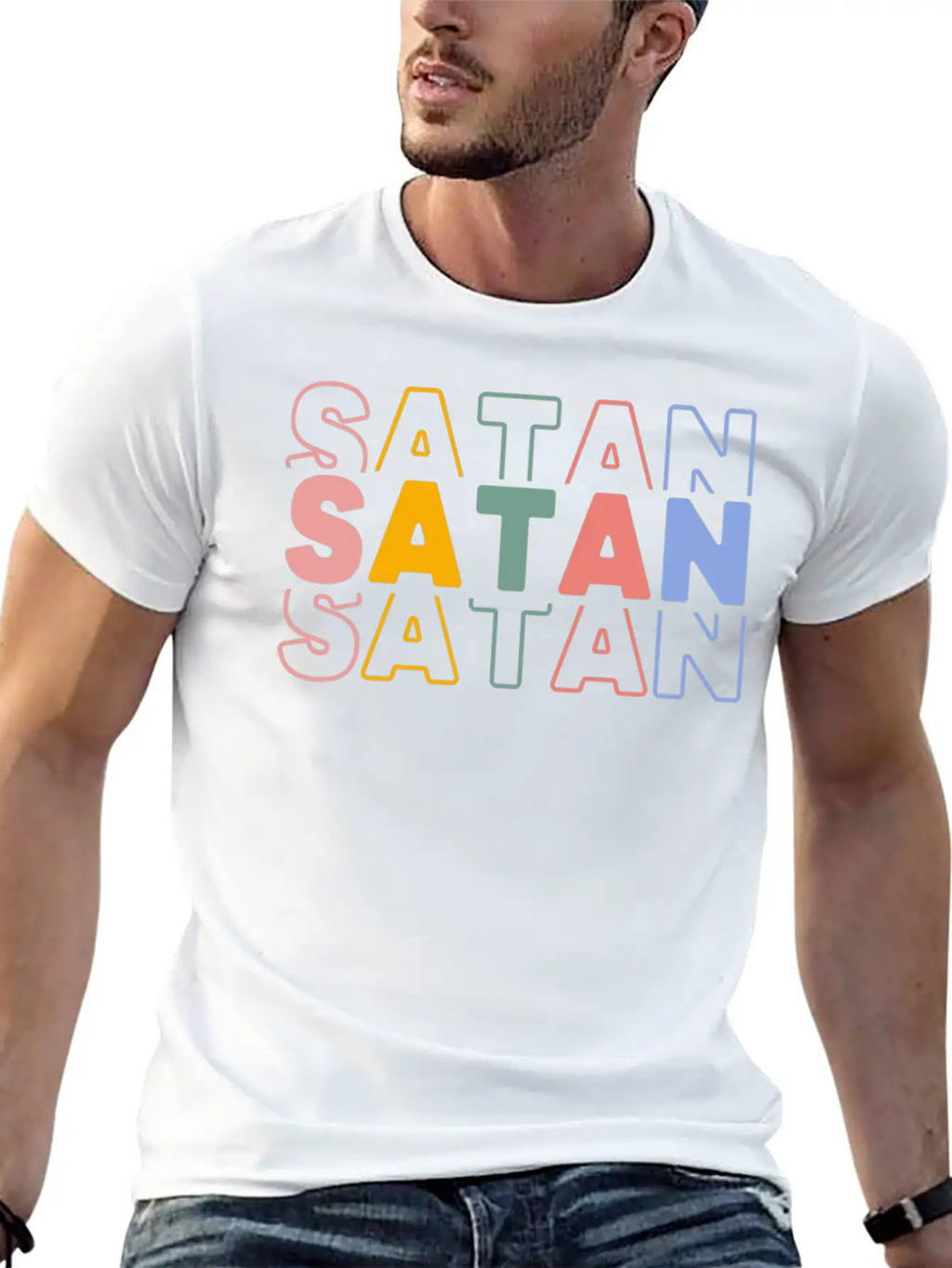 Satan Typography Essential Cotton Tee For Daily Outfits – Unisex Style