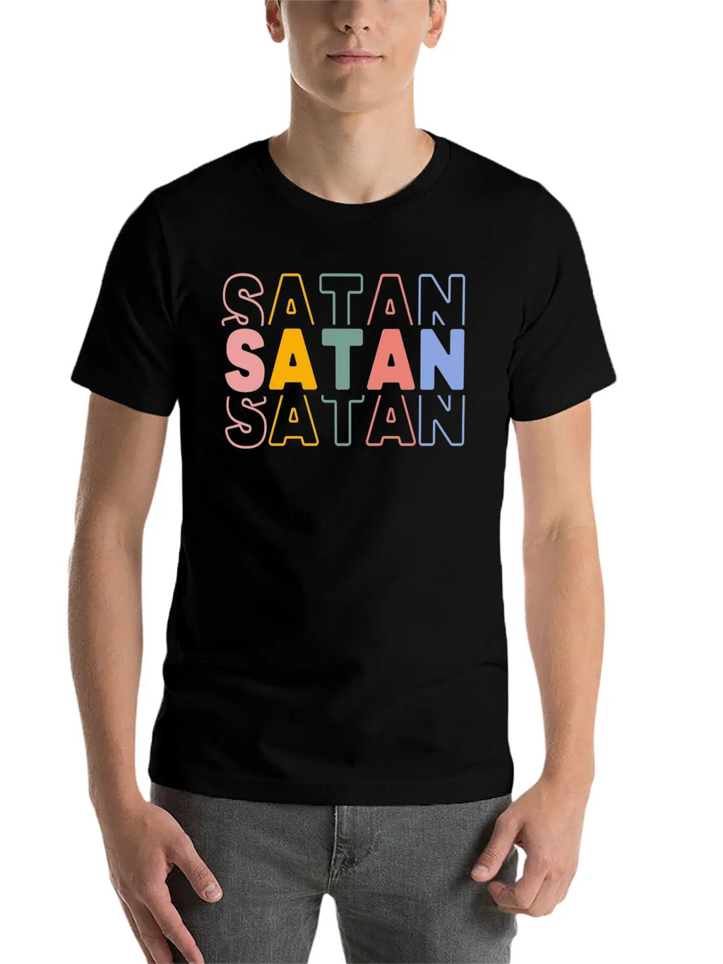 Satan Typography Essential Cotton Tee For Daily Outfits – Unisex Style