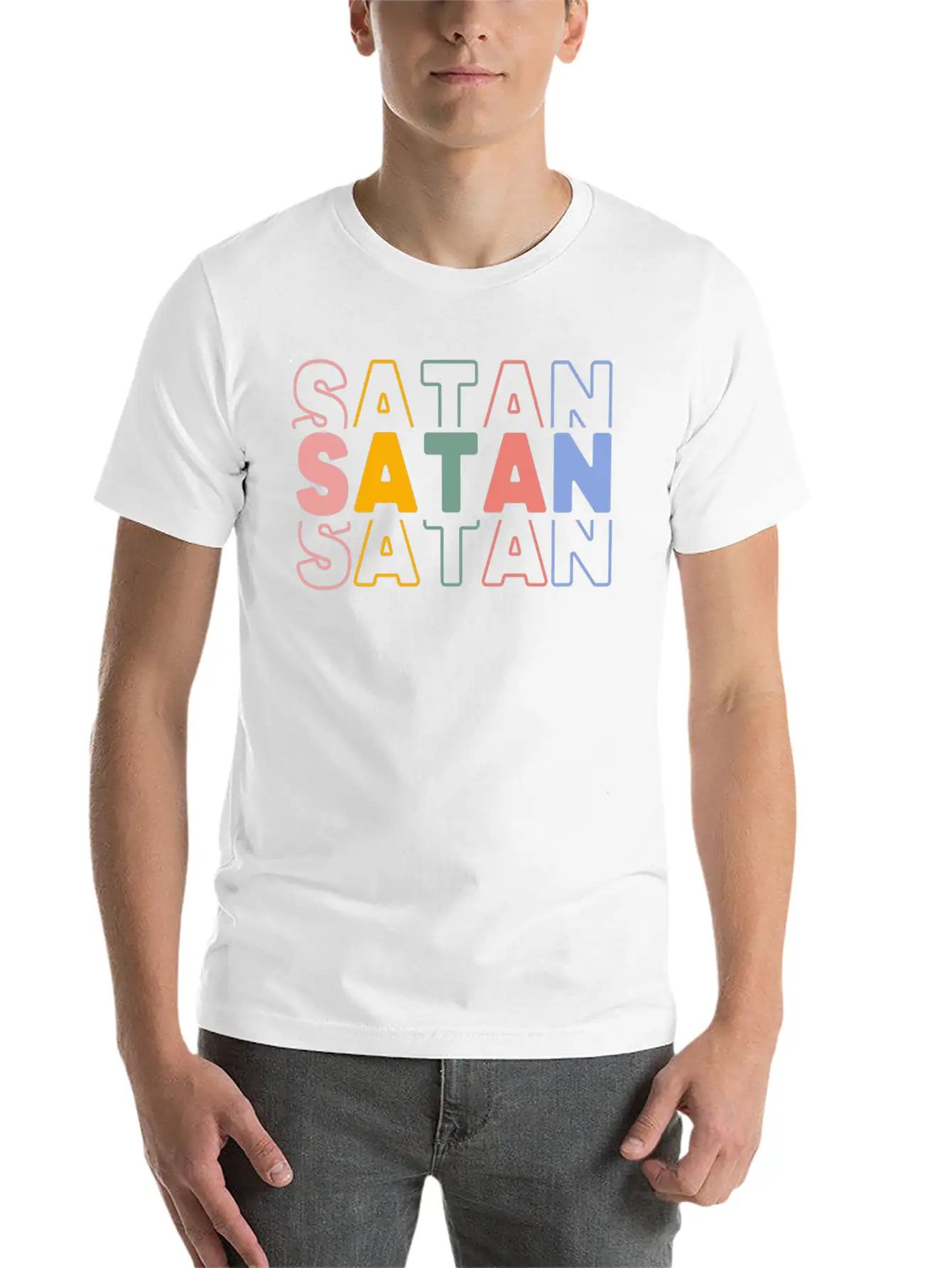 Satan Typography Essential Cotton Tee For Daily Outfits – Unisex Style