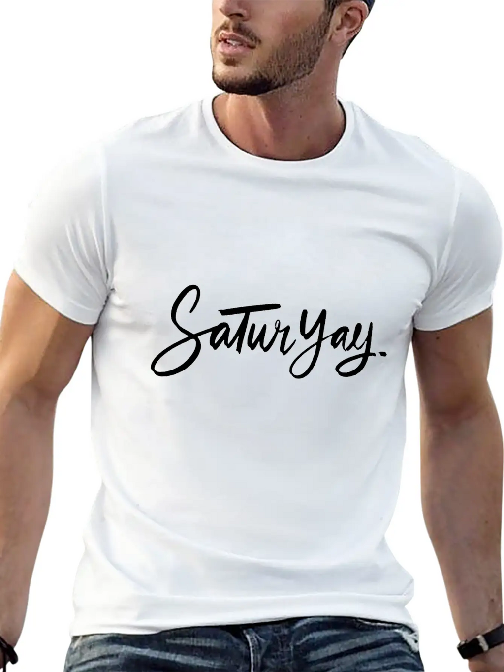 Satur Yay Typography Essential Cotton Tee For Daily Outfits – Unisex Style