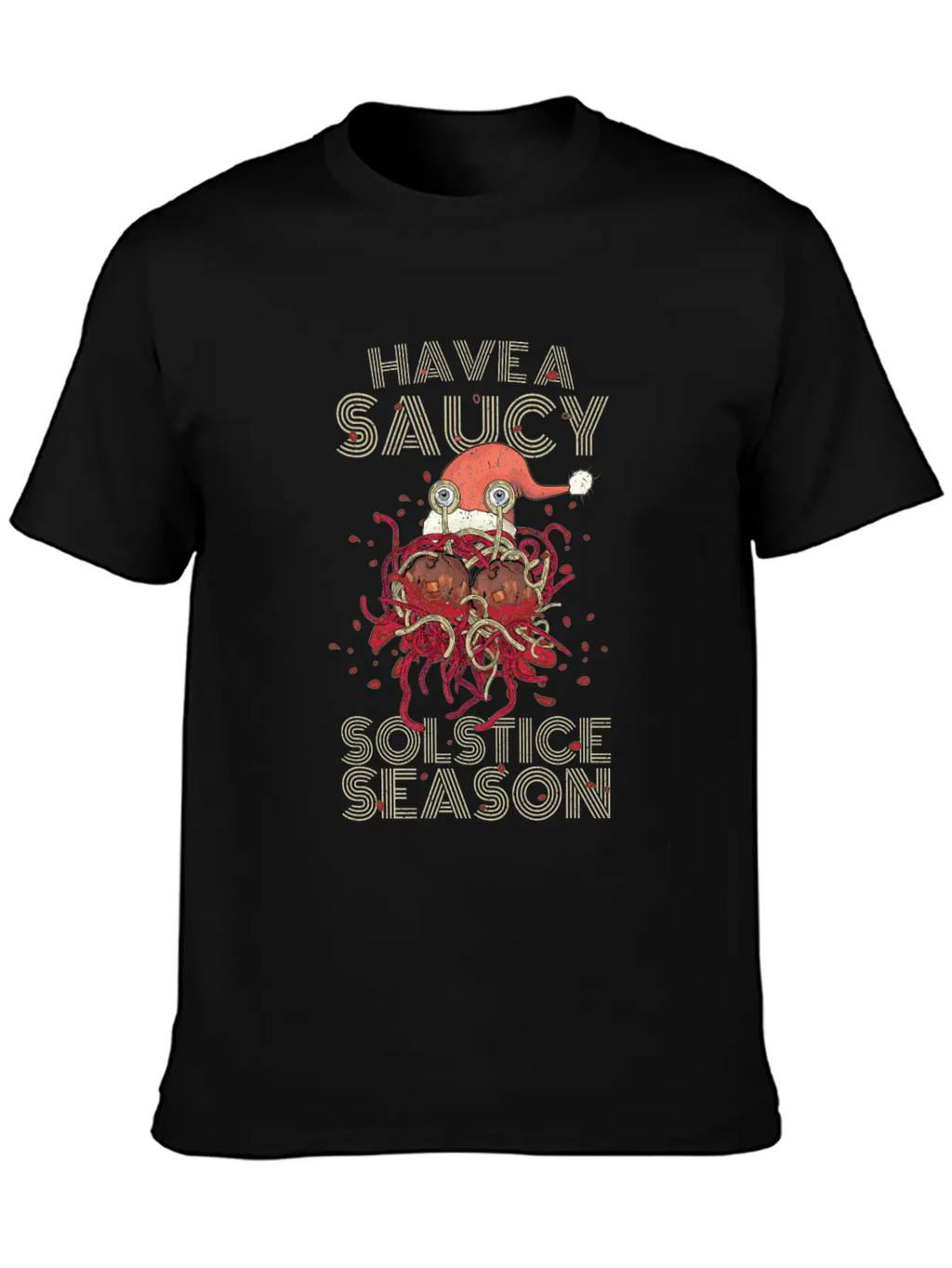 Saucy Solstice Season Spaghetti Meatballs Winter Basic Graphic T-Shirt – Daily Comfort In Soft Cotton