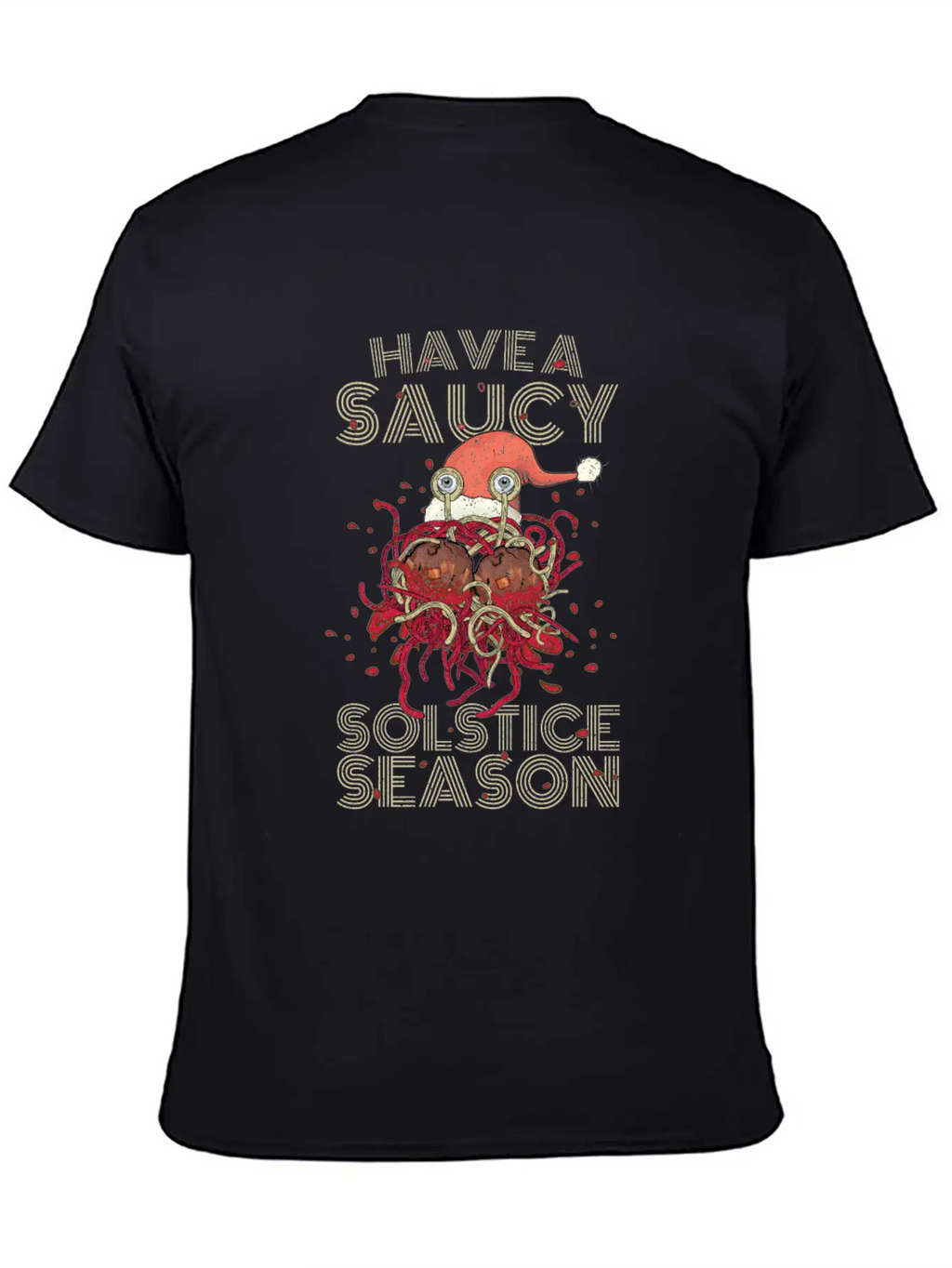 Saucy Solstice Season Spaghetti Meatballs Winter Basic Graphic T-Shirt – Daily Comfort In Soft Cotton