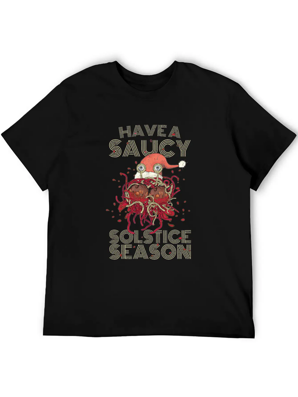Saucy Solstice Season Spaghetti Meatballs Winter Basic Graphic T-Shirt – Daily Comfort In Soft Cotton