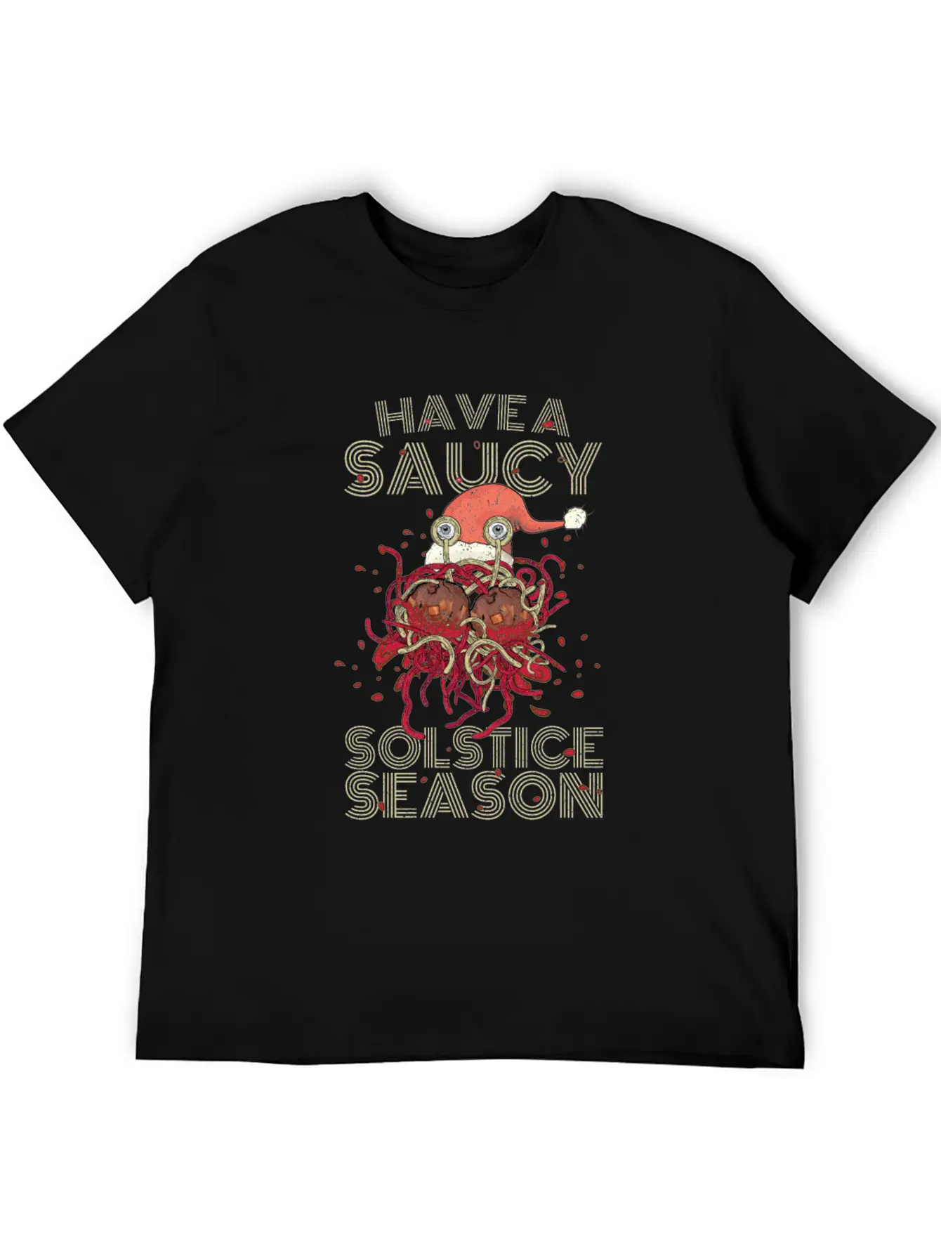 Saucy Solstice Season Spaghetti Meatballs Winter Basic Graphic T-Shirt – Daily Comfort In Soft Cotton