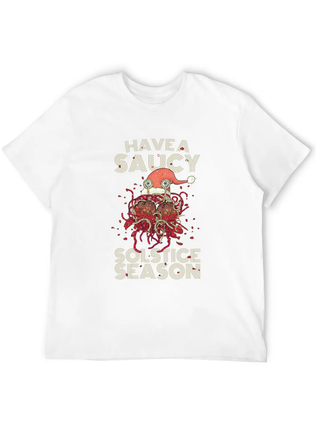 Saucy Solstice Season Spaghetti Meatballs Winter Basic Graphic T-Shirt – Daily Comfort In Soft Cotton