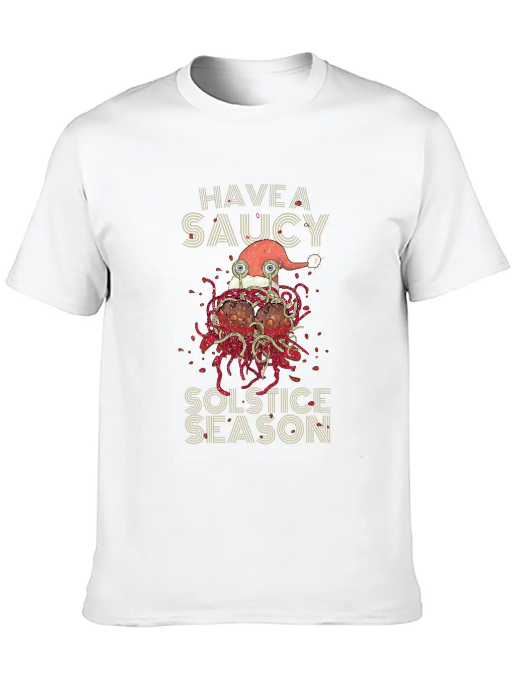 Saucy Solstice Season Spaghetti Meatballs Winter Basic Graphic T-Shirt – Daily Comfort In Soft Cotton