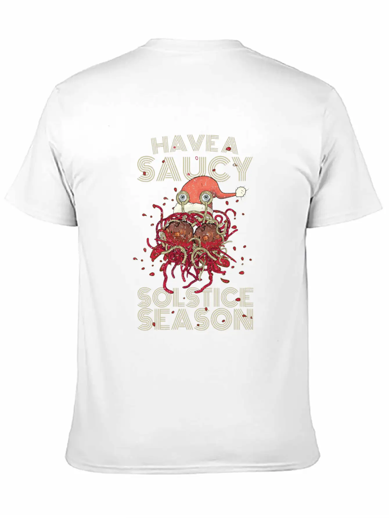 Saucy Solstice Season Spaghetti Meatballs Winter Basic Graphic T-Shirt – Daily Comfort In Soft Cotton