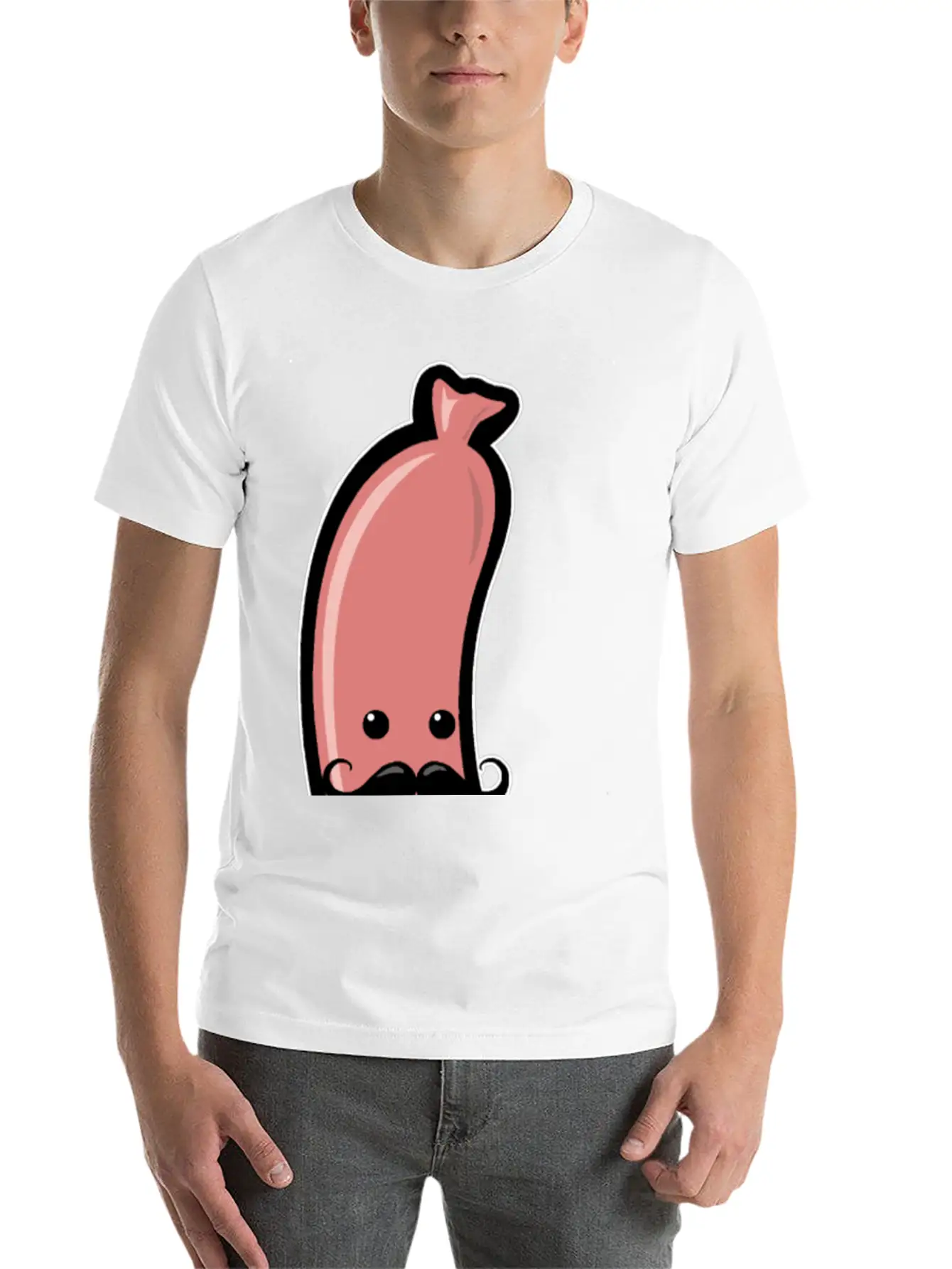 Sausage With Mustache Barbecue Party Meat Sricker Relaxed Everyday Tee – Lightweight And Durable Cotton