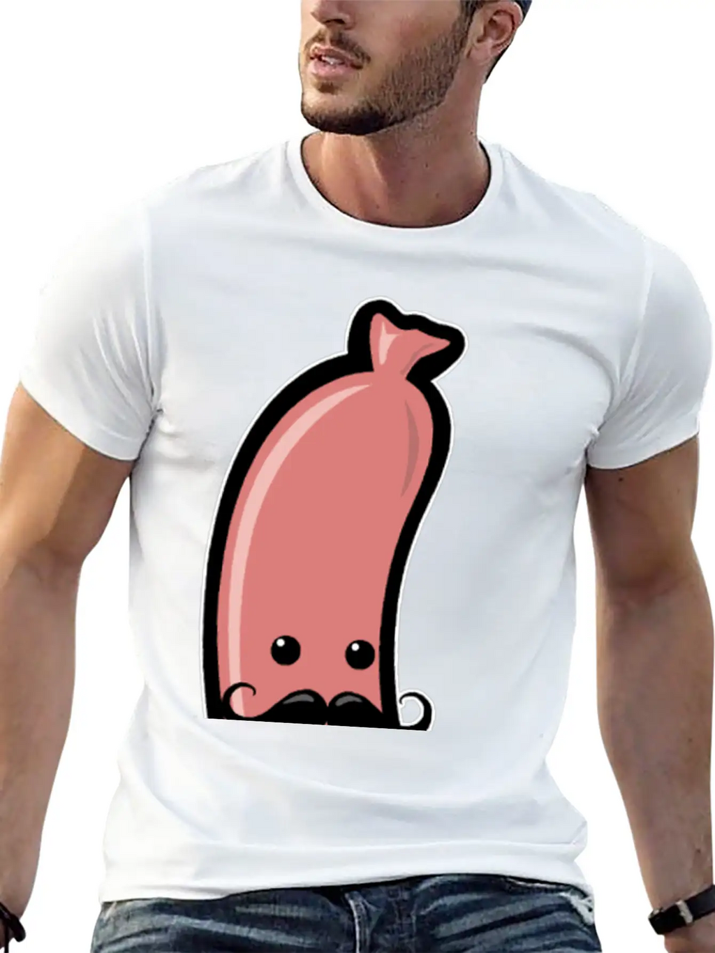 Sausage With Mustache Barbecue Party Meat Sricker Relaxed Everyday Tee – Lightweight And Durable Cotton