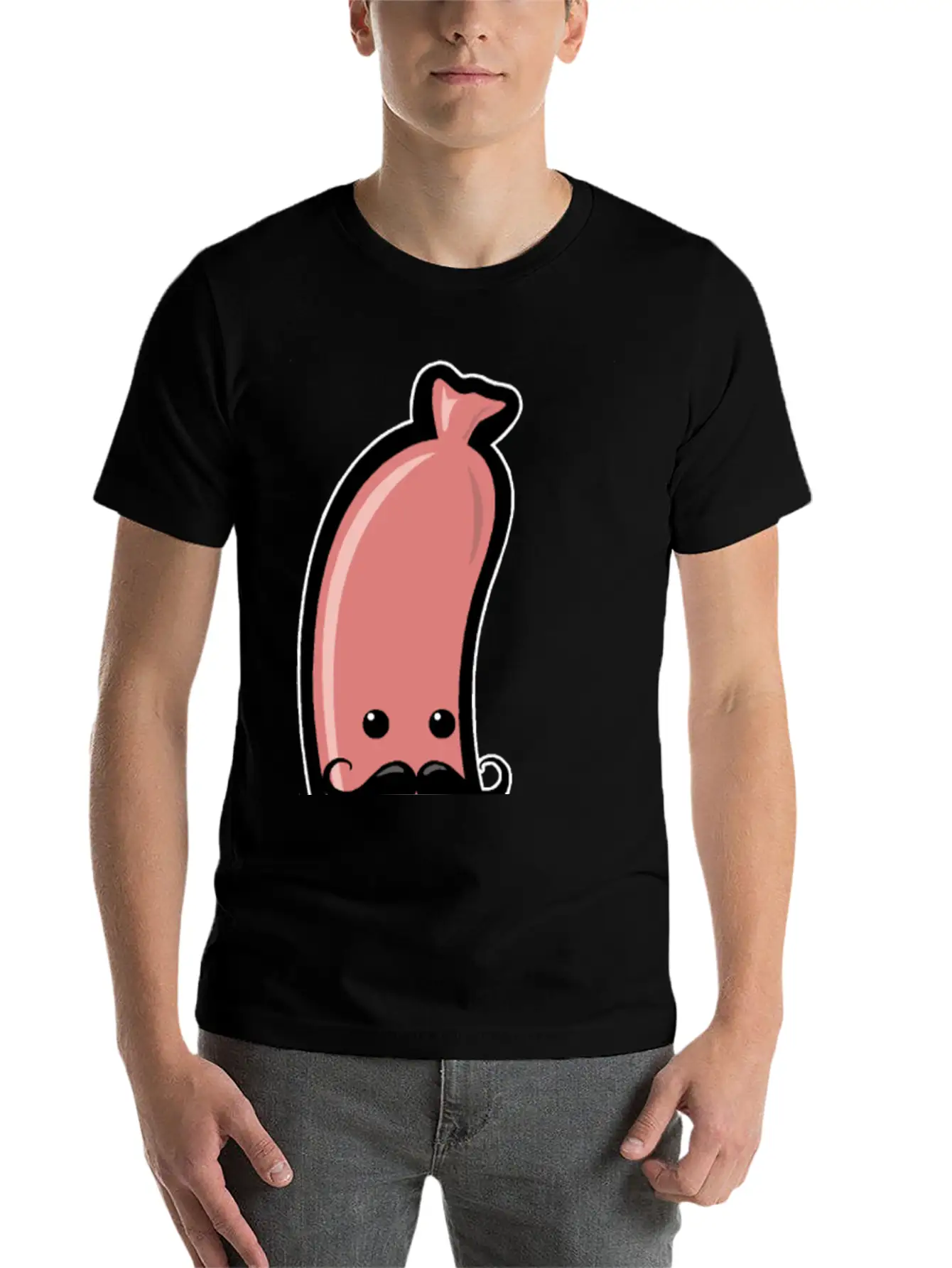 Sausage With Mustache Barbecue Party Meat Sricker Relaxed Everyday Tee – Lightweight And Durable Cotton