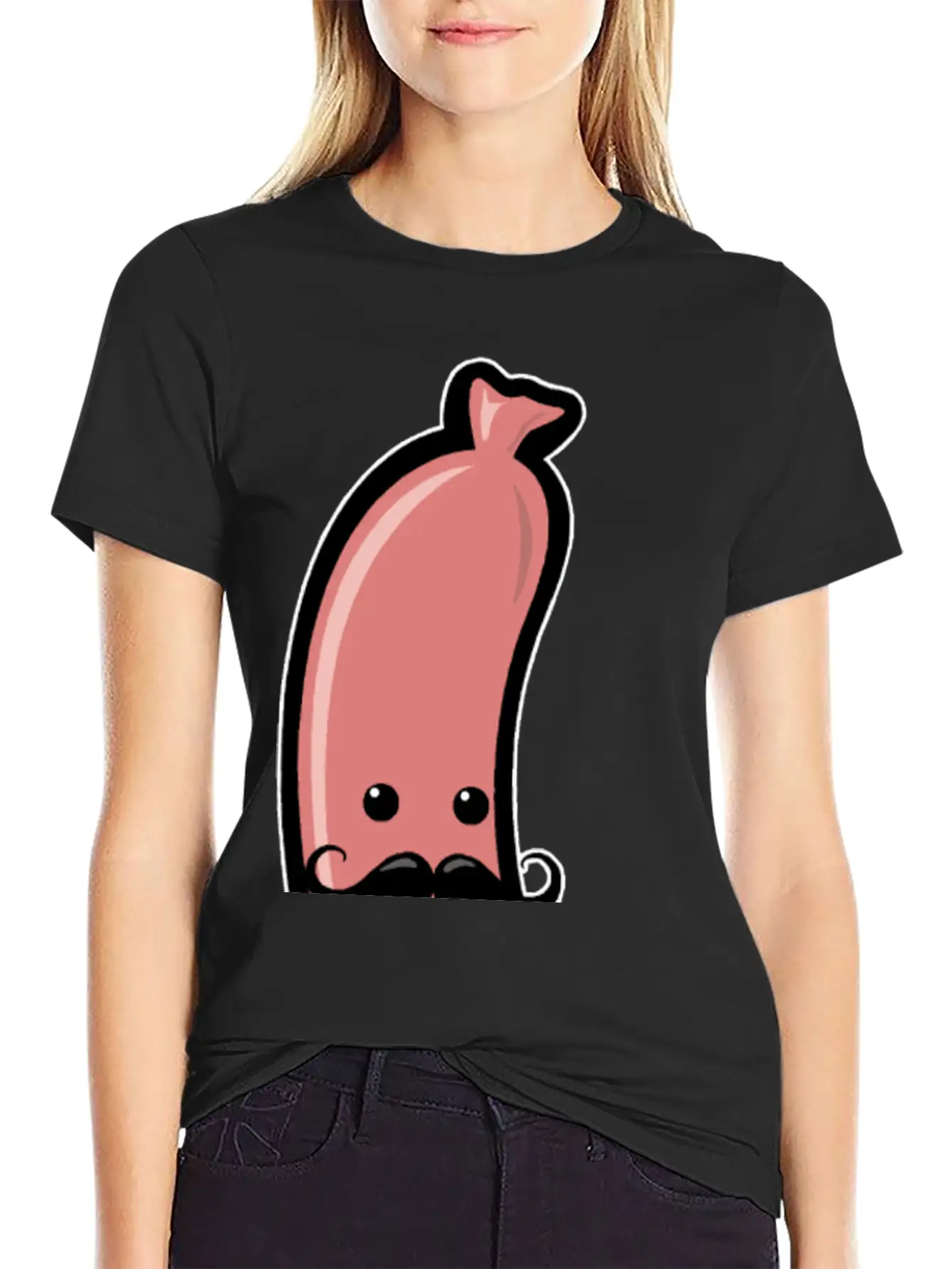 Sausage With Mustache Barbecue Party Meat Sricker Relaxed Everyday Tee – Lightweight And Durable Cotton