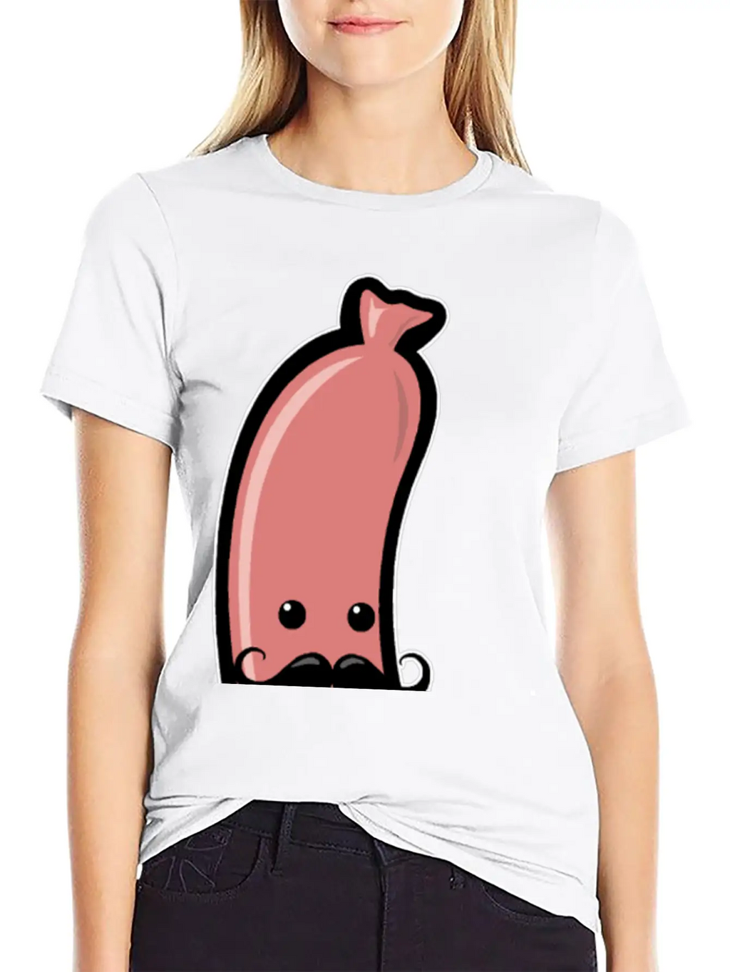 Sausage With Mustache Barbecue Party Meat Sricker Relaxed Everyday Tee – Lightweight And Durable Cotton