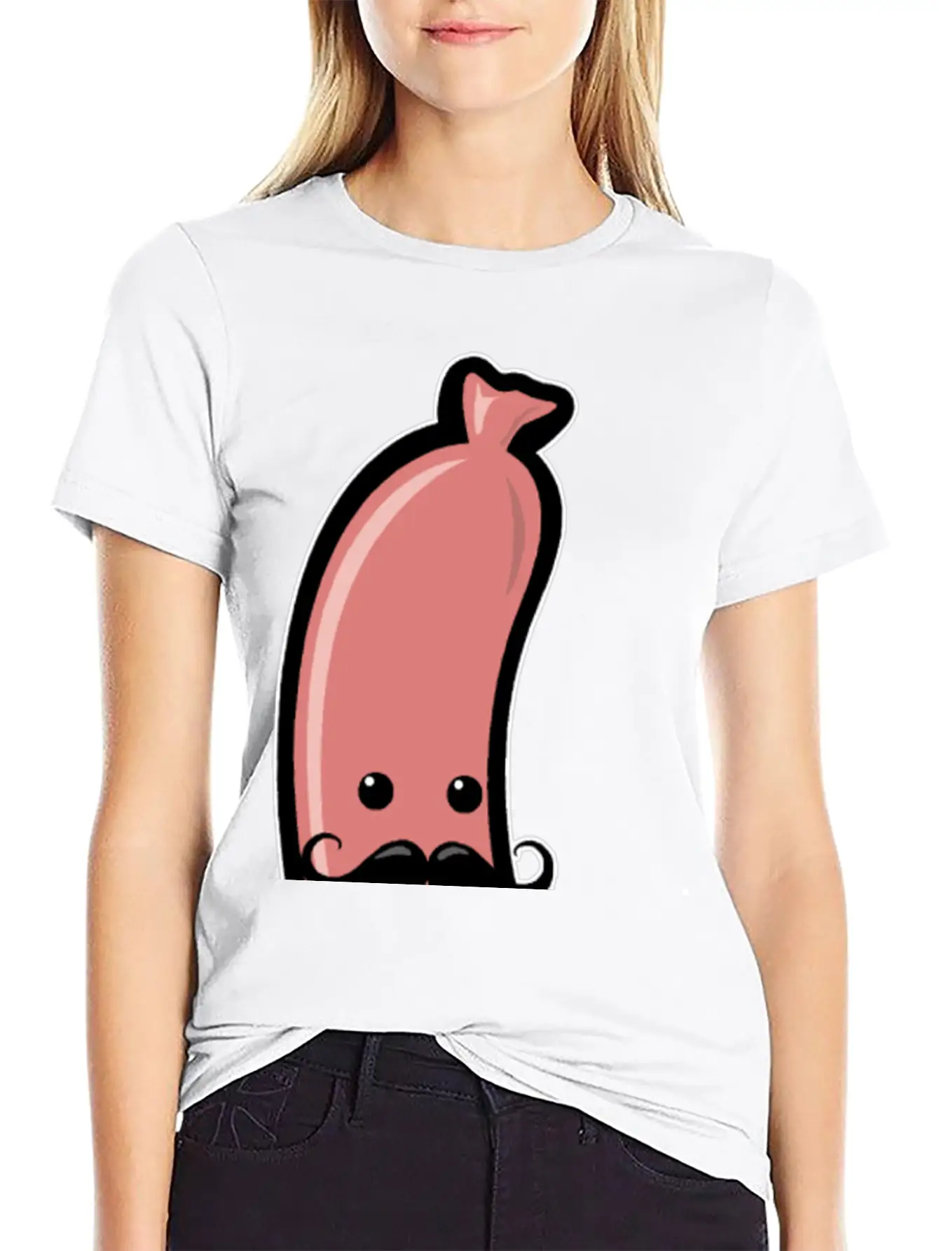 Sausage With Mustache Barbecue Party Meat Sricker Relaxed Everyday Tee – Lightweight And Durable Cotton