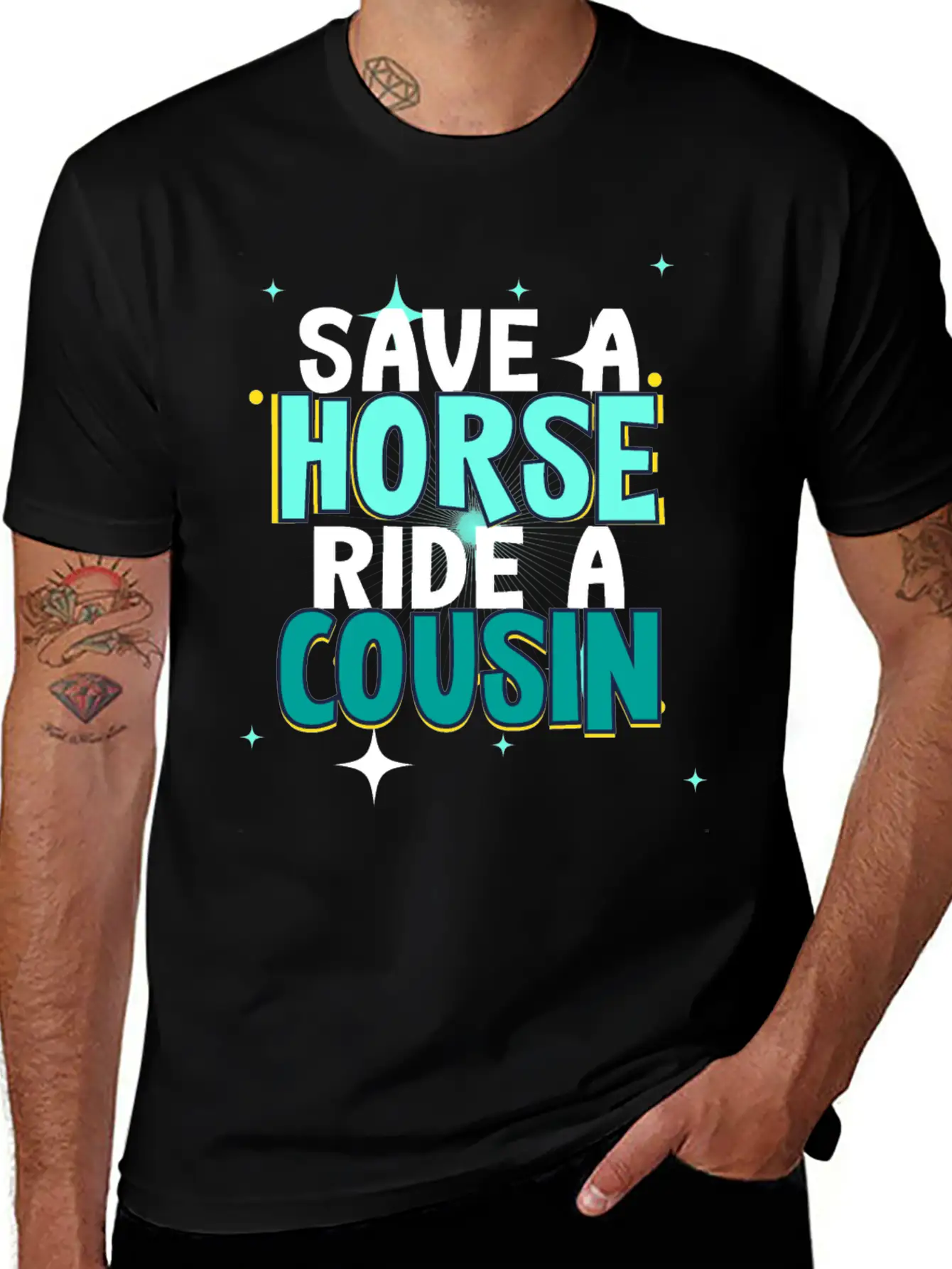 Save A Horse Ride A Cousin Breathable Soft Cotton T-Shirt – Timeless Casual Look