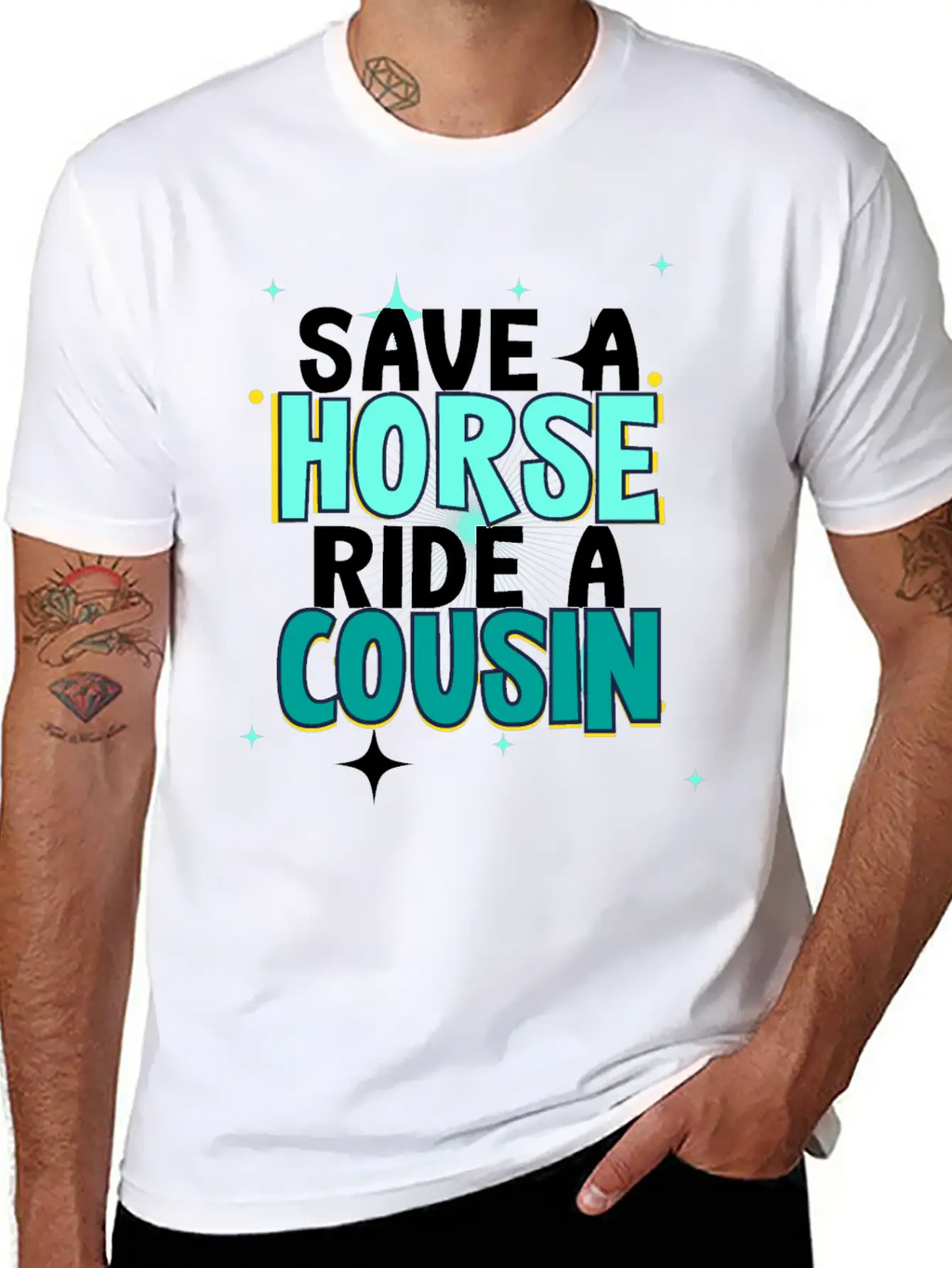 Save A Horse Ride A Cousin Breathable Soft Cotton T-Shirt – Timeless Casual Look
