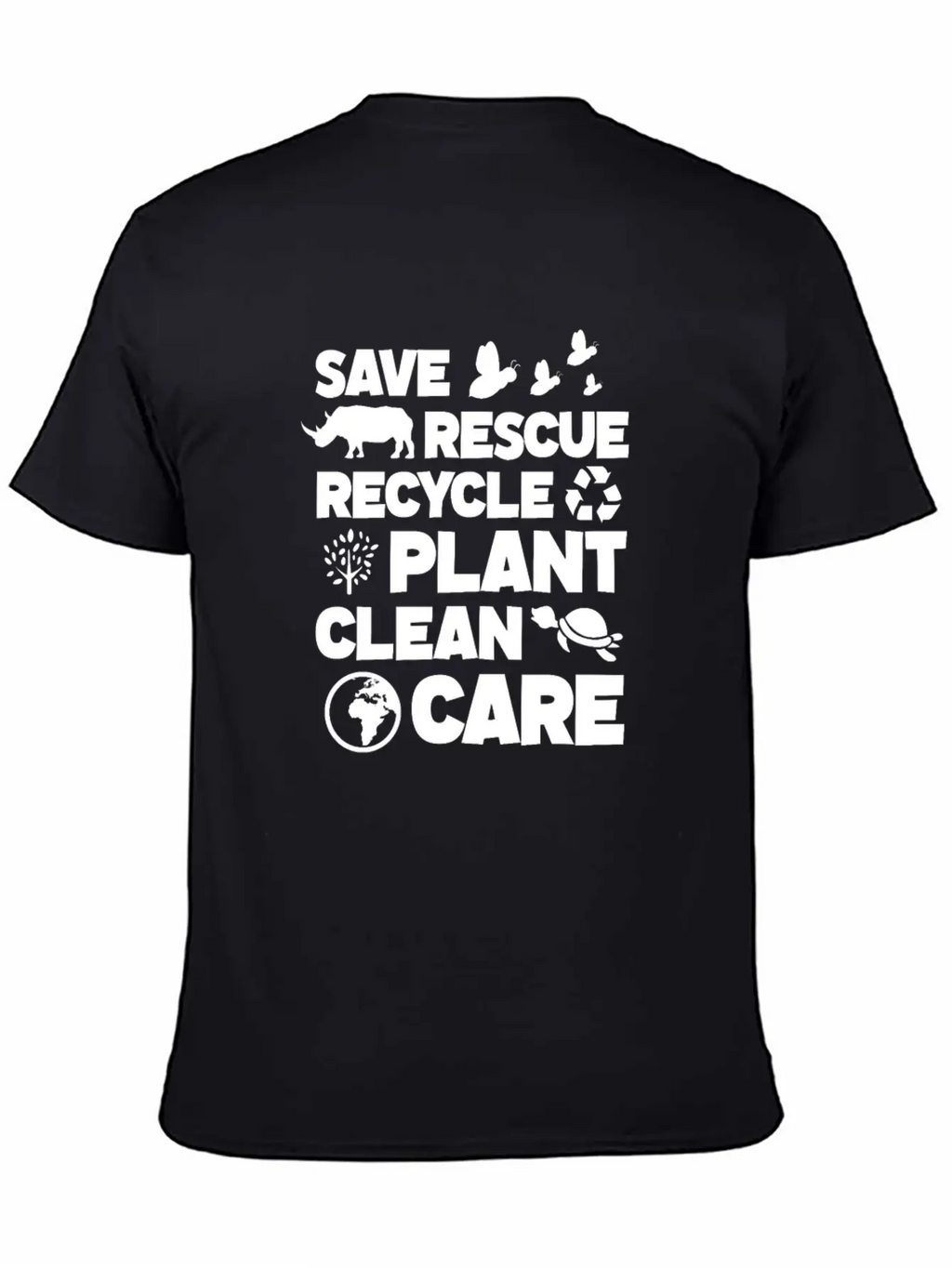 Save Rescue Recycle Plant Clean Care, Earth Day Breathable Soft Cotton T-Shirt – Timeless Casual Look