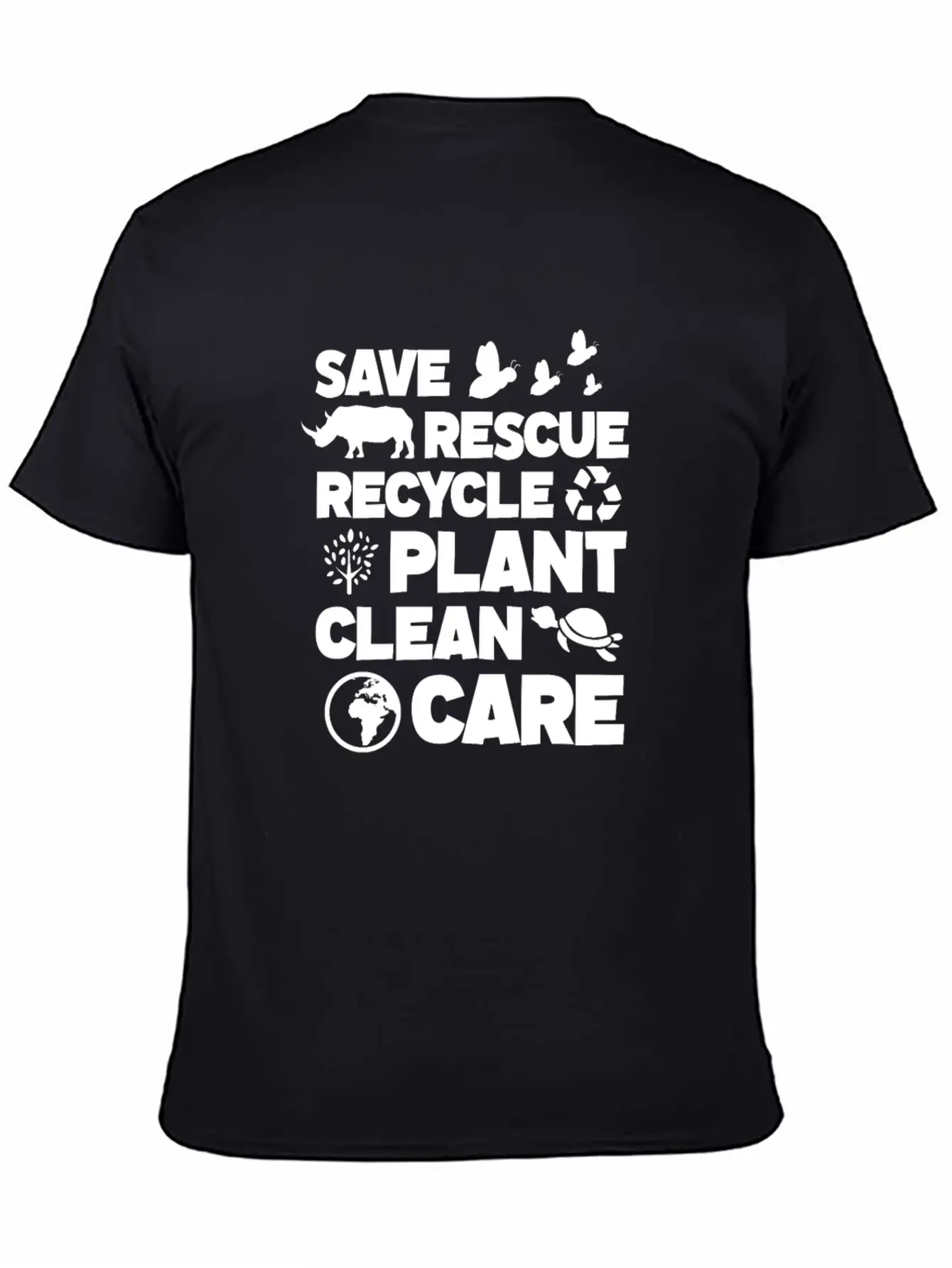 Save Rescue Recycle Plant Clean Care, Earth Day Breathable Soft Cotton T-Shirt – Timeless Casual Look