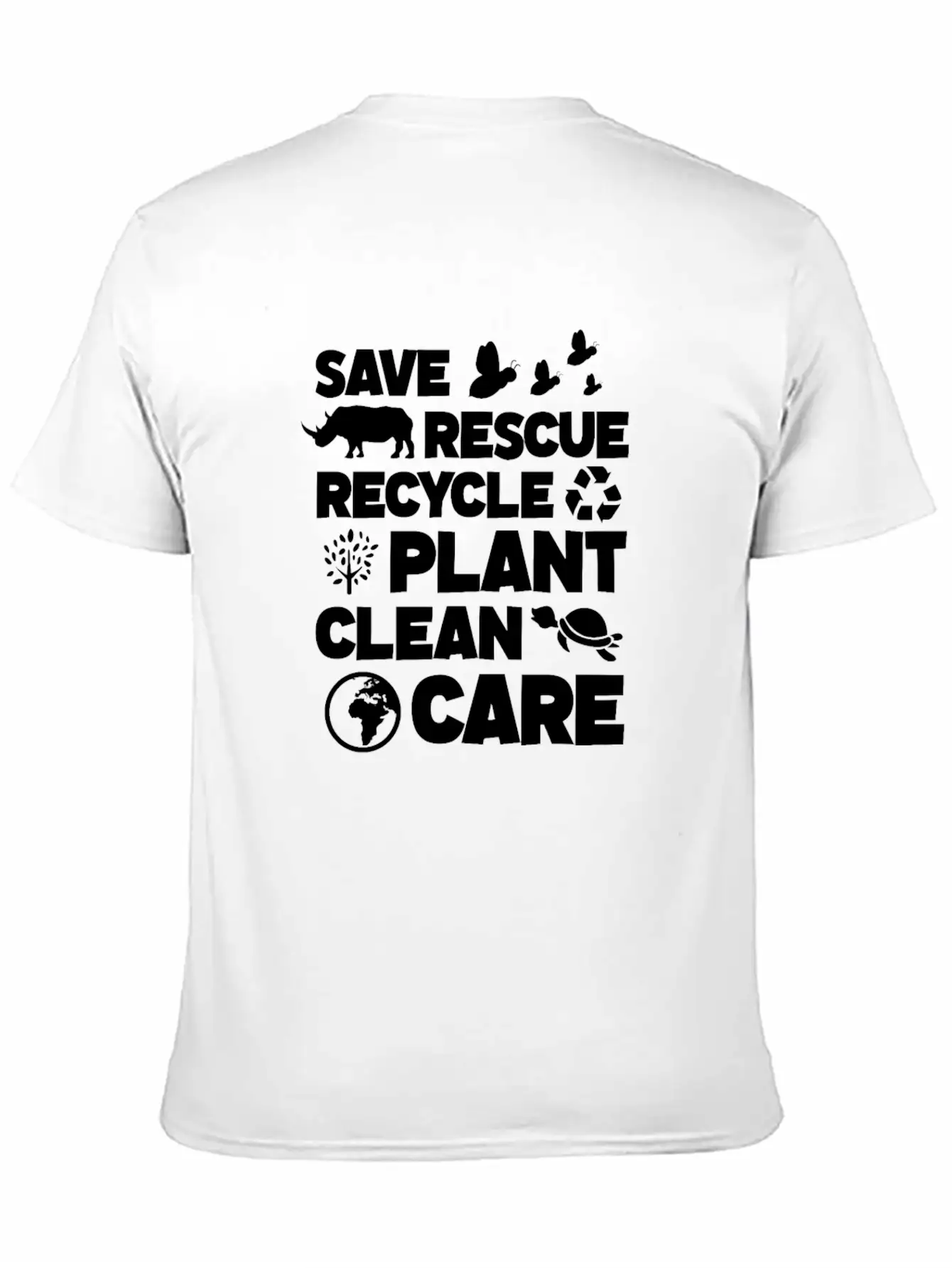 Save Rescue Recycle Plant Clean Care, Earth Day Breathable Soft Cotton T-Shirt – Timeless Casual Look