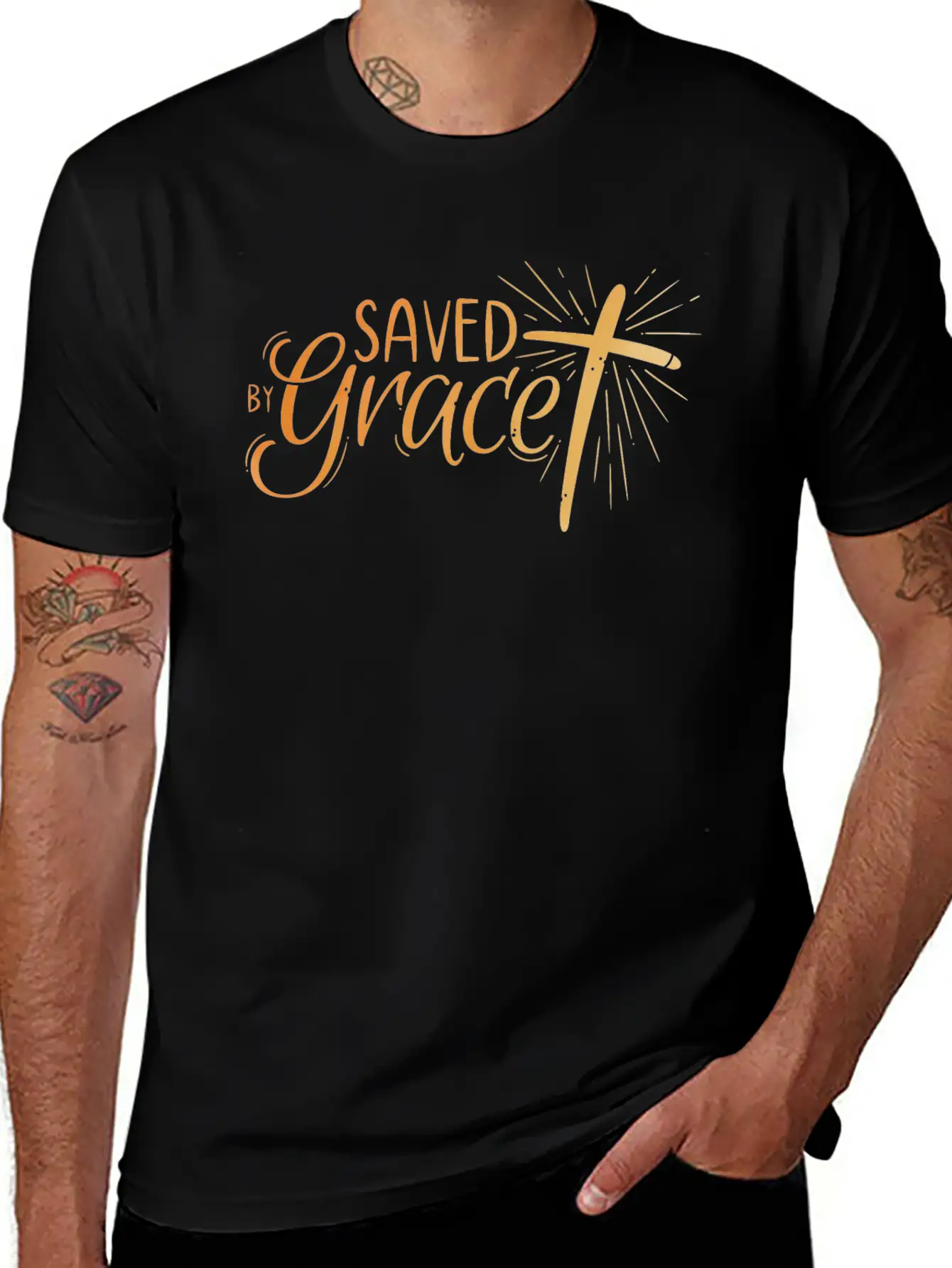 Saved By Grace Lettering Unisex Casual T-Shirt – Clean Design For Daily Comfort