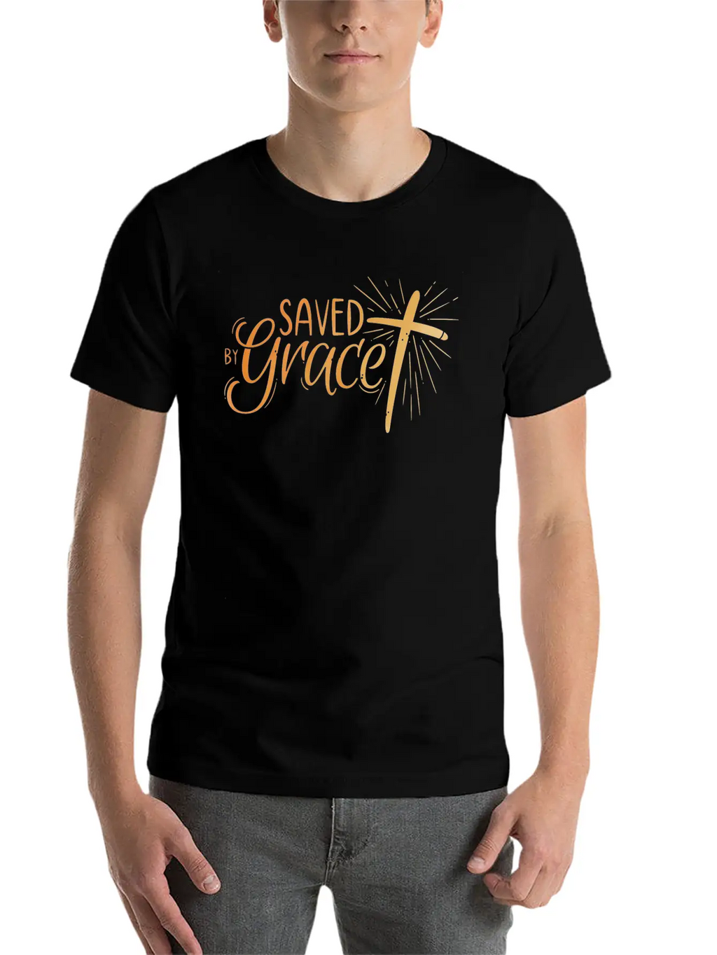 Saved By Grace Lettering Unisex Casual T-Shirt – Clean Design For Daily Comfort