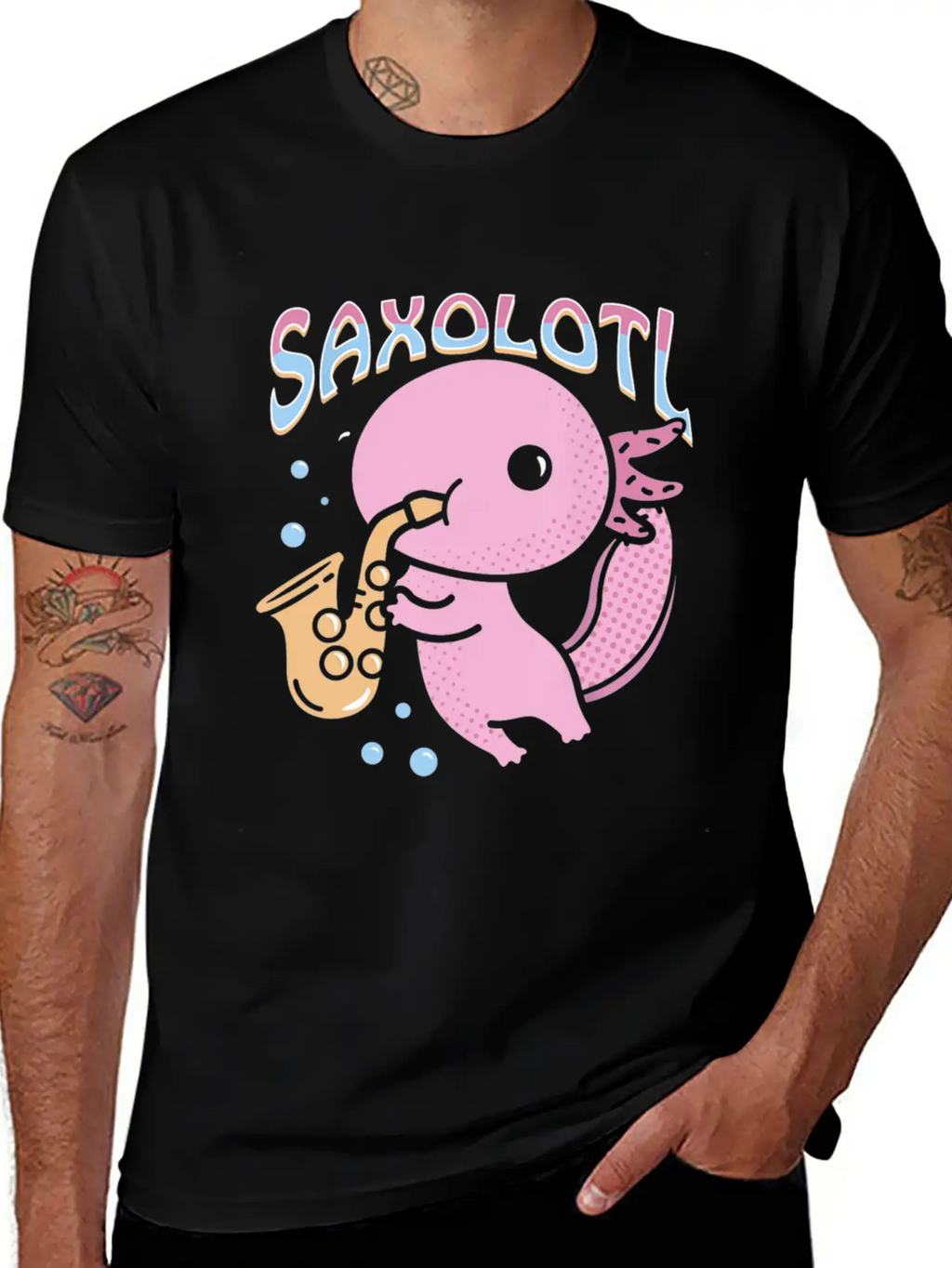 Saxolotl Axolotl Playing Saxophone Classic Cotton Tee – Unisex Comfort For Any Season