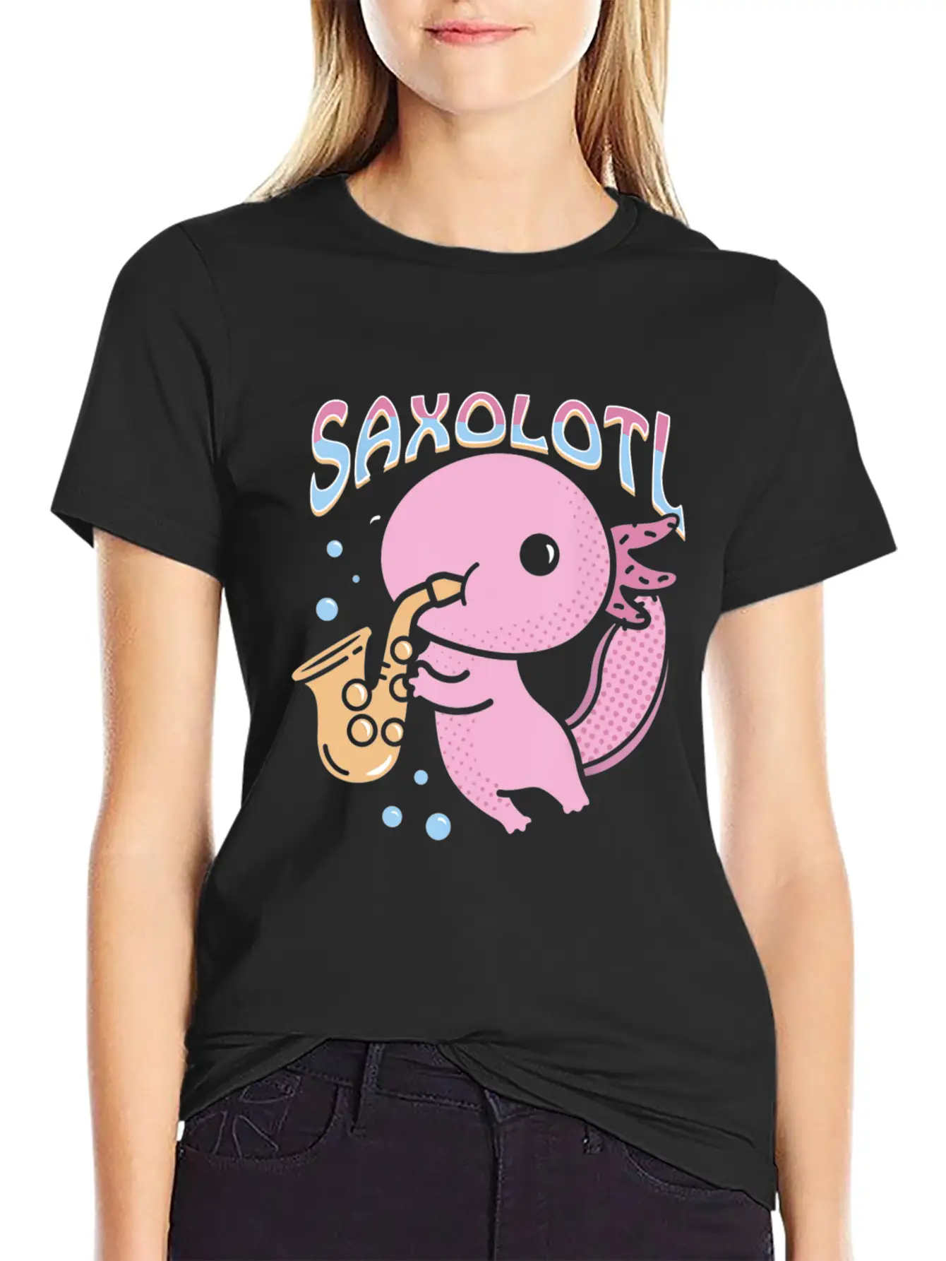 Saxolotl Axolotl Playing Saxophone Classic Cotton Tee – Unisex Comfort For Any Season